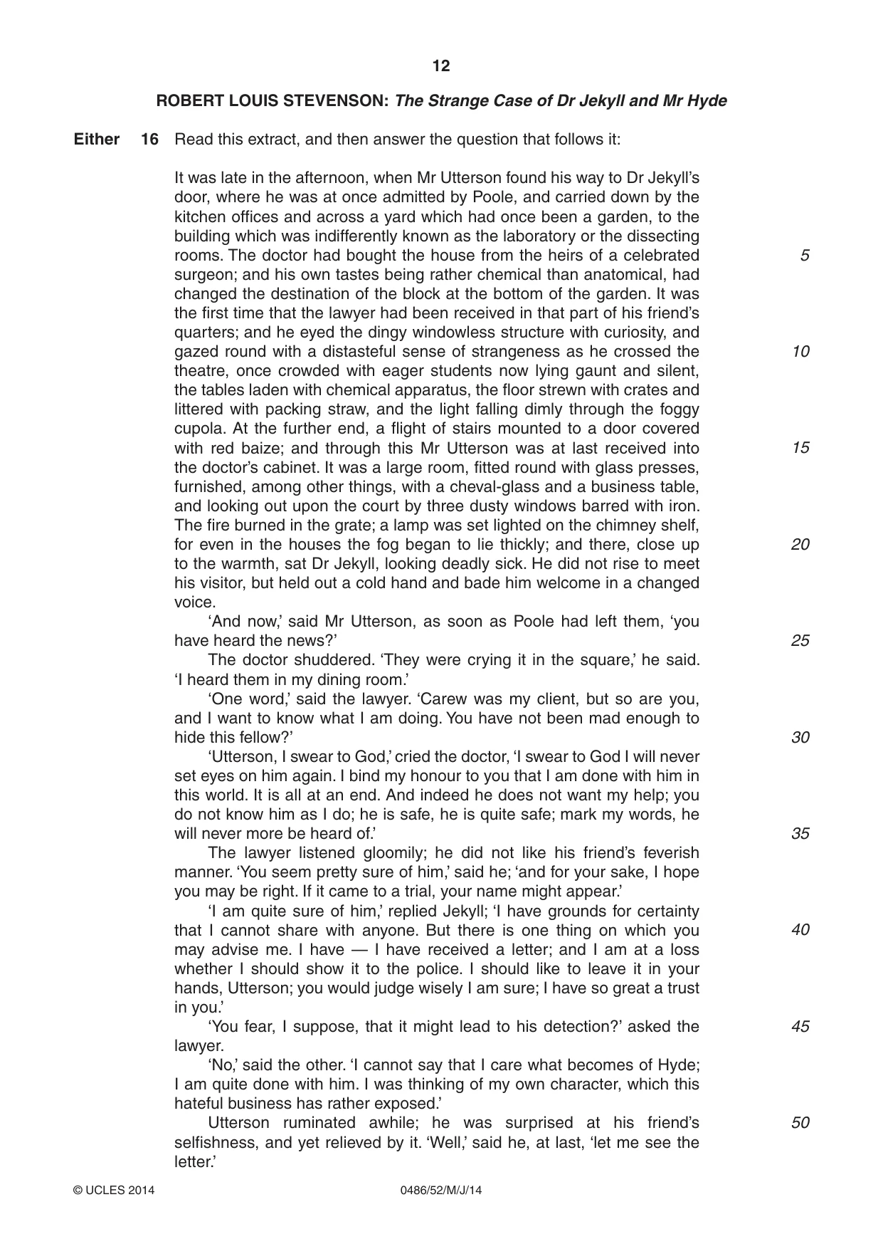 Cambridge IGCSE English - Literature 0486 2014 May/June Paper 5 · Variant 2 question paper, page 12 of 16