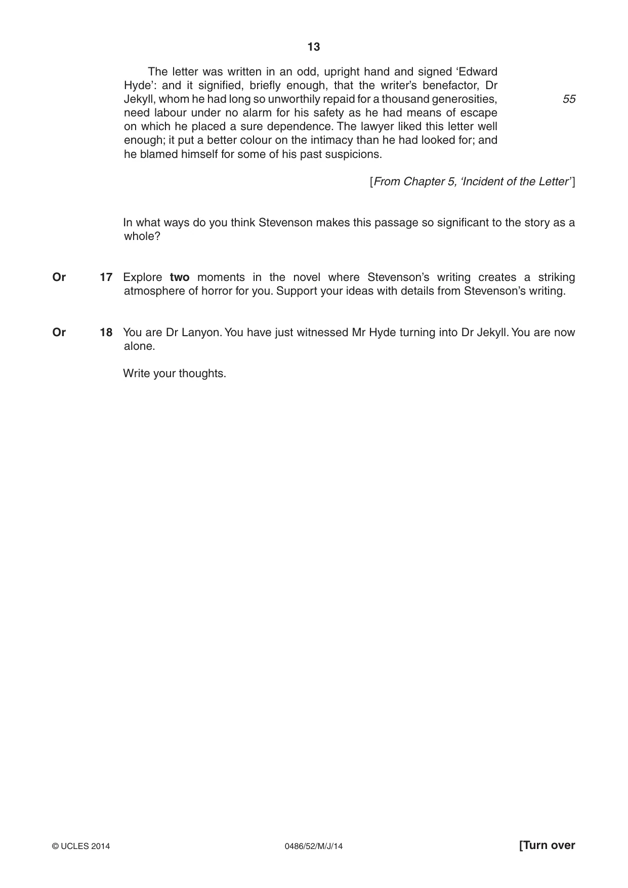 Cambridge IGCSE English - Literature 0486 2014 May/June Paper 5 · Variant 2 question paper, page 13 of 16