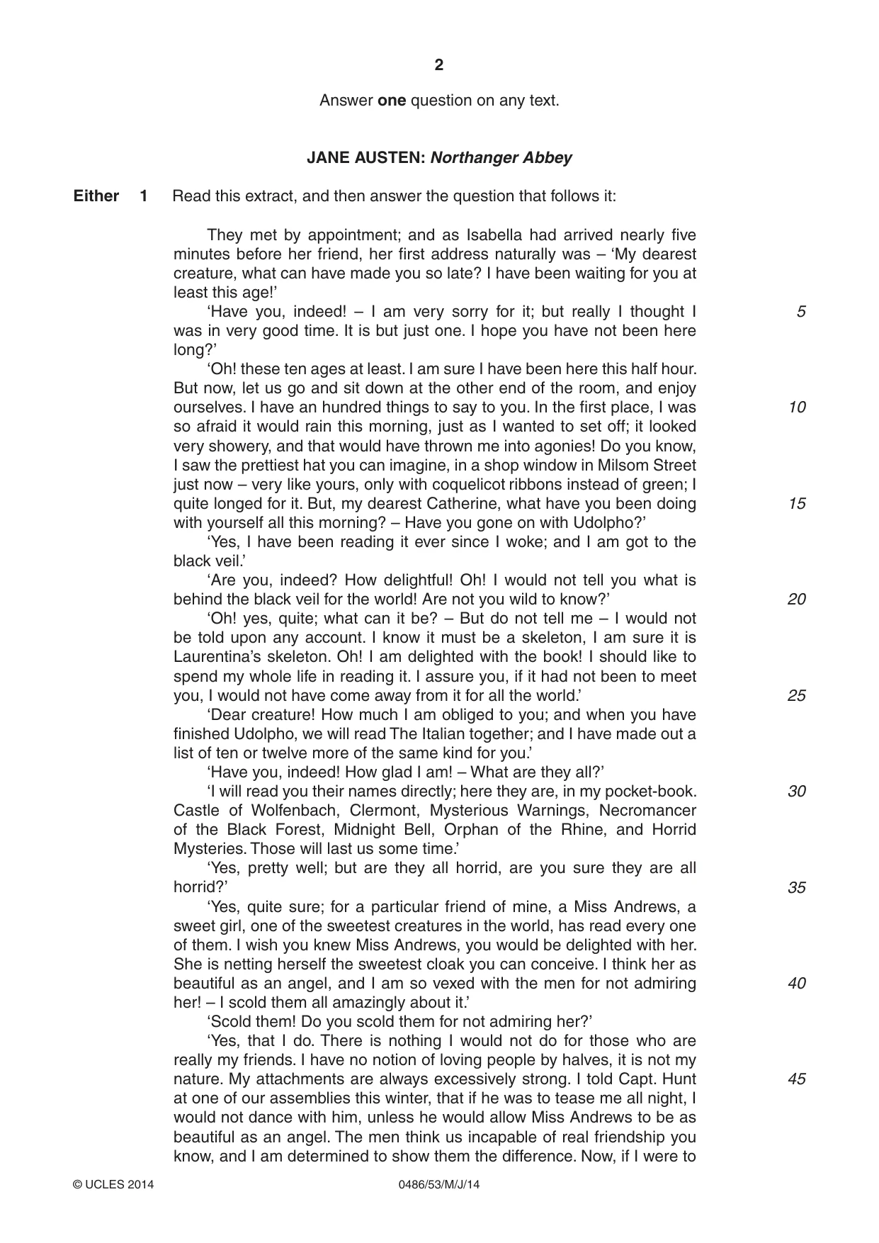 Cambridge IGCSE English - Literature 0486 2014 May/June Paper 5 · Variant 3 question paper, page 2 of 16