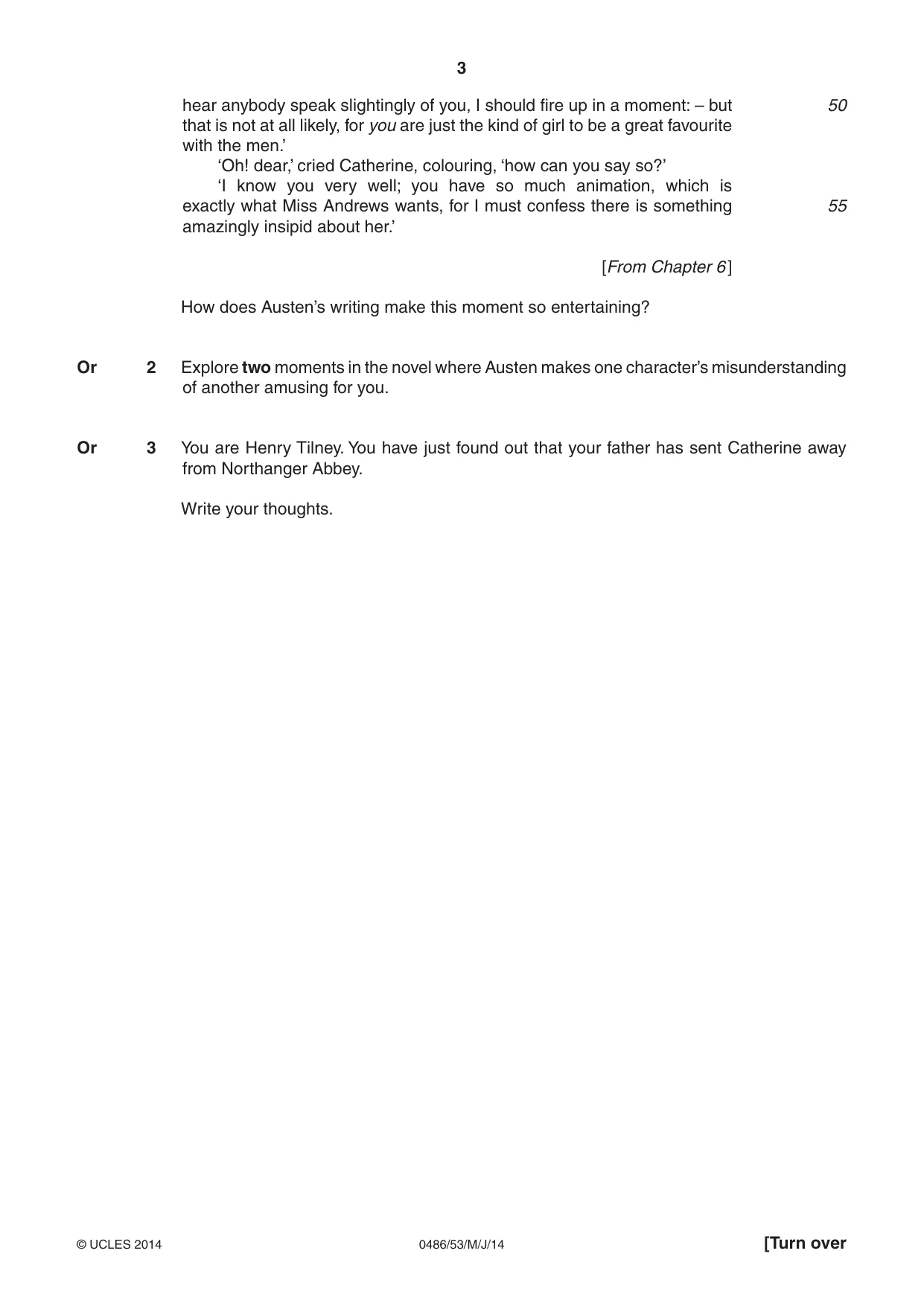 Cambridge IGCSE English - Literature 0486 2014 May/June Paper 5 · Variant 3 question paper, page 3 of 16