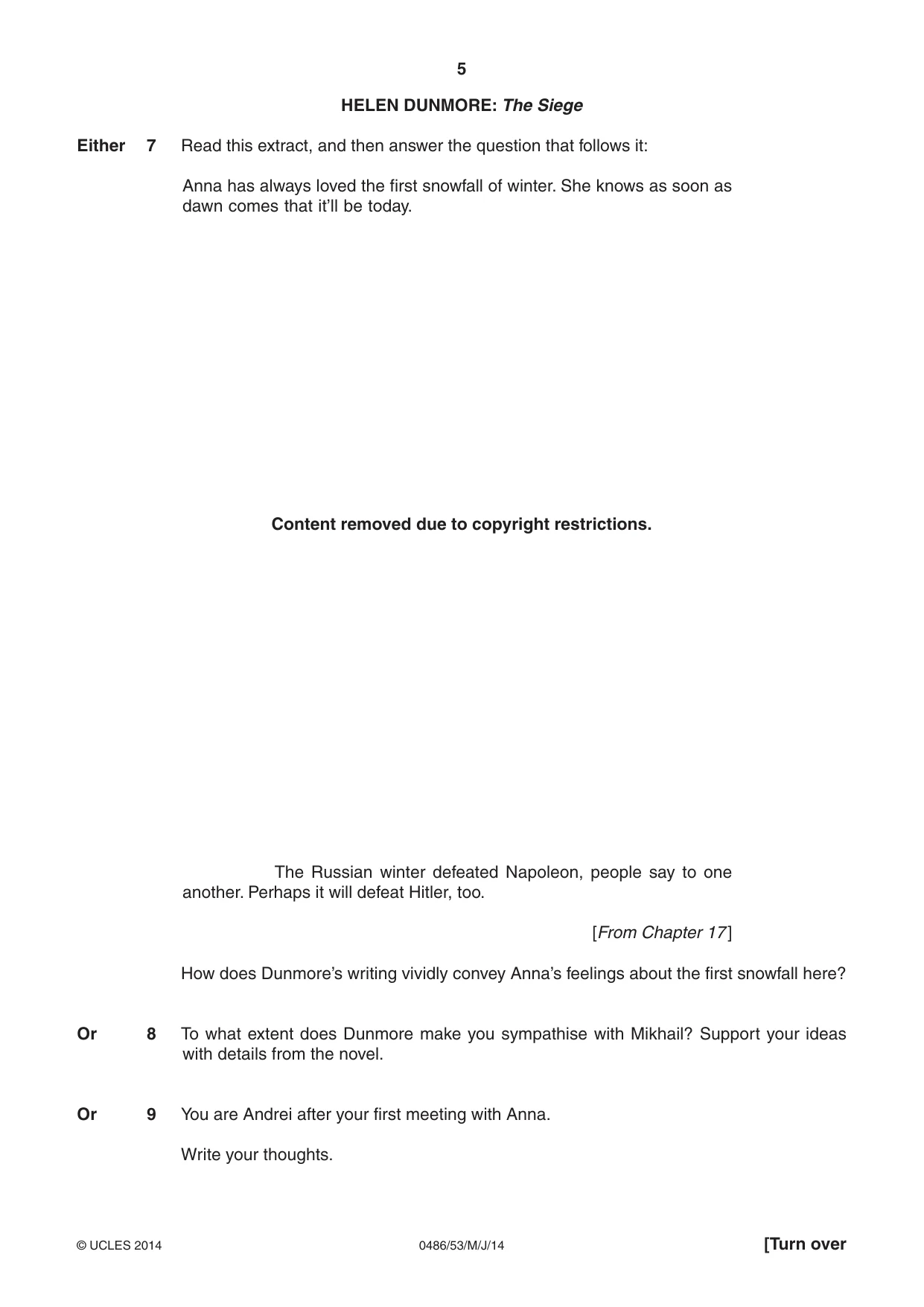 Cambridge IGCSE English - Literature 0486 2014 May/June Paper 5 · Variant 3 question paper, page 5 of 16