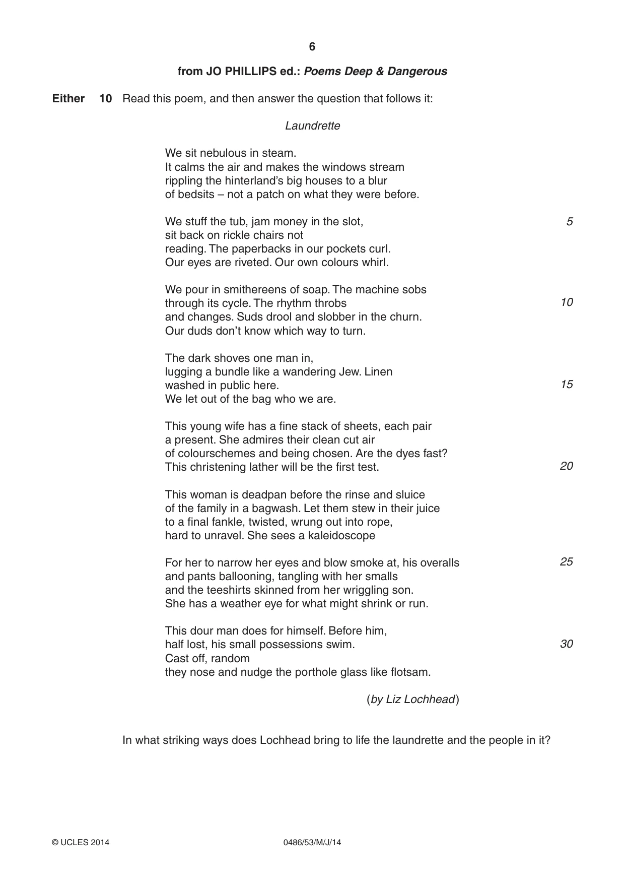 Cambridge IGCSE English - Literature 0486 2014 May/June Paper 5 · Variant 3 question paper, page 6 of 16