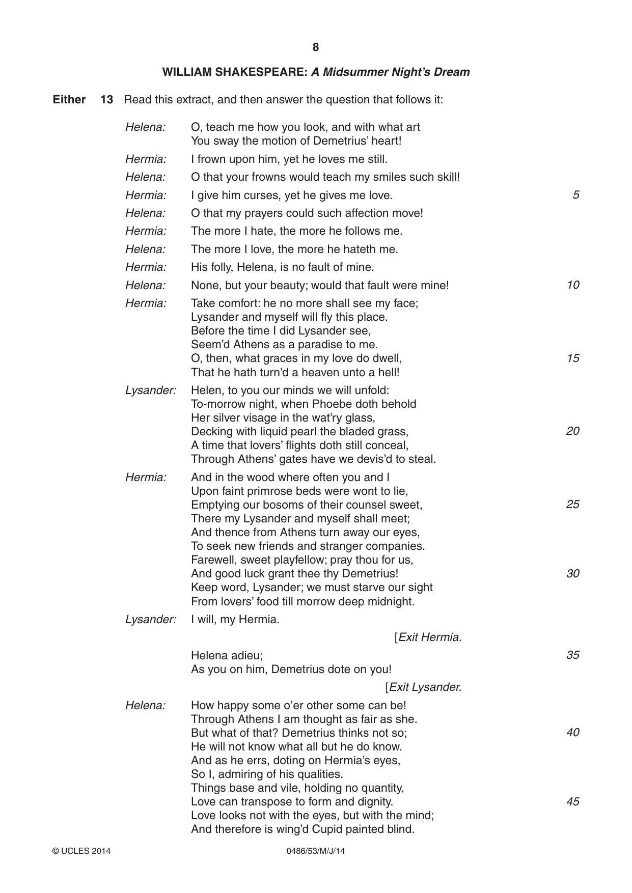 Cambridge IGCSE English - Literature 0486 2014 May/June Paper 5 · Variant 3 question paper, page 8 of 16