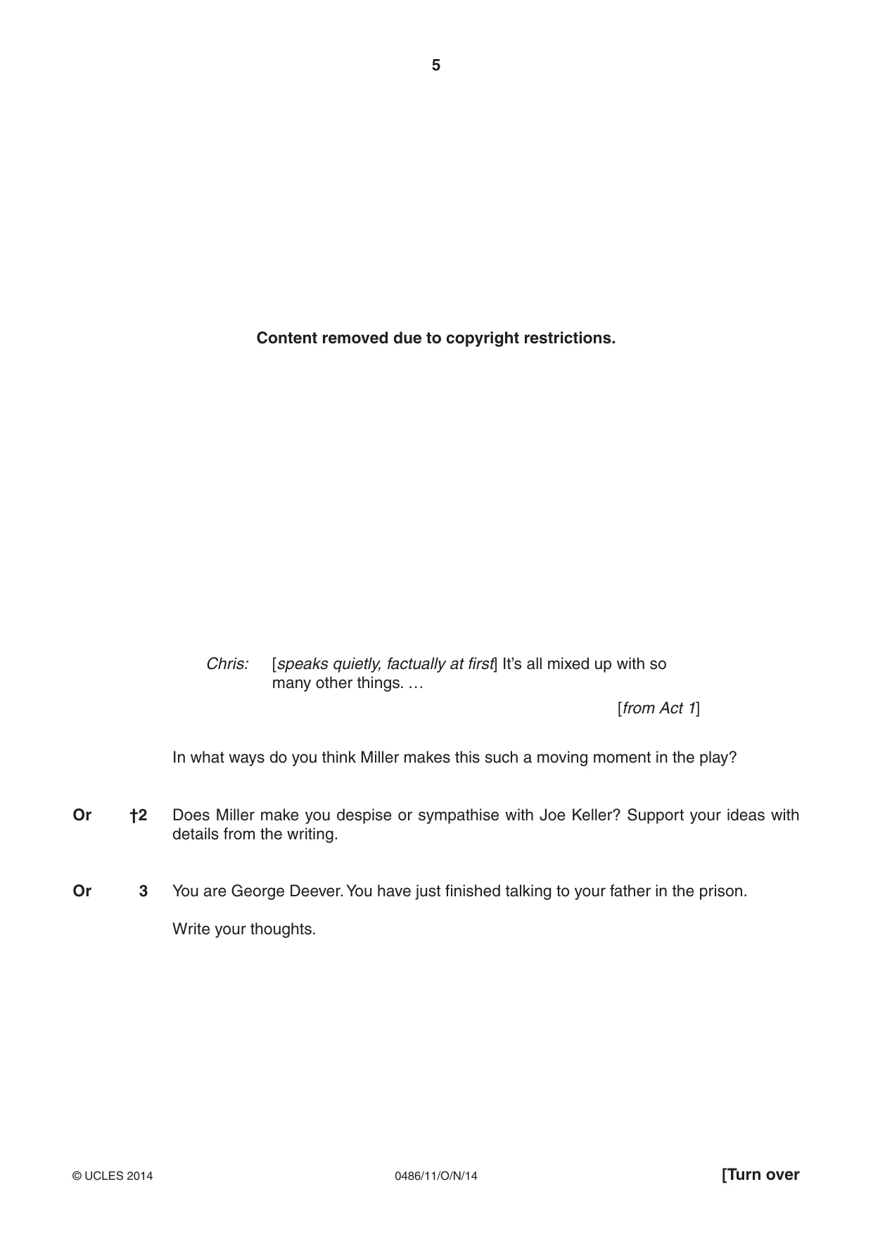 Cambridge IGCSE English - Literature 0486 2014 Oct/Nov Paper 1 · Variant 1 question paper, page 5 of 28