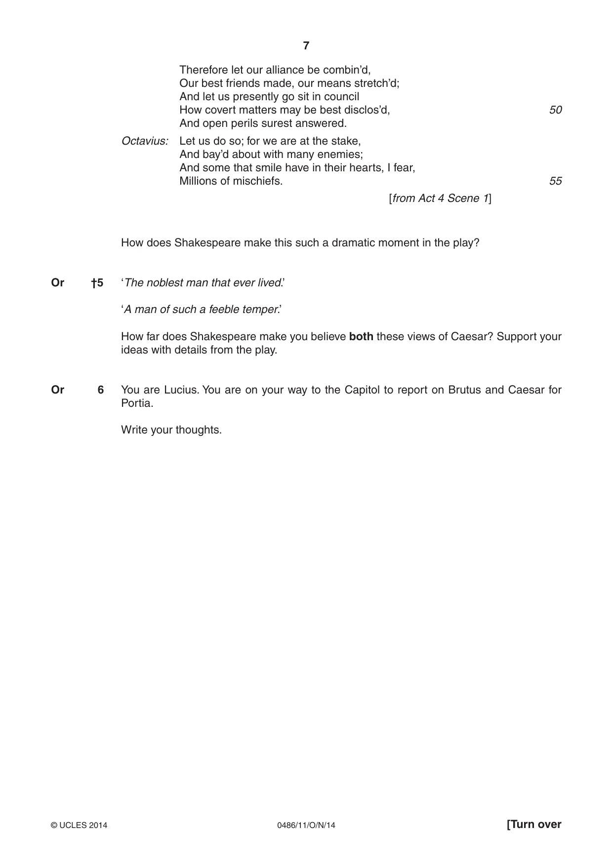 Cambridge IGCSE English - Literature 0486 2014 Oct/Nov Paper 1 · Variant 1 question paper, page 7 of 28