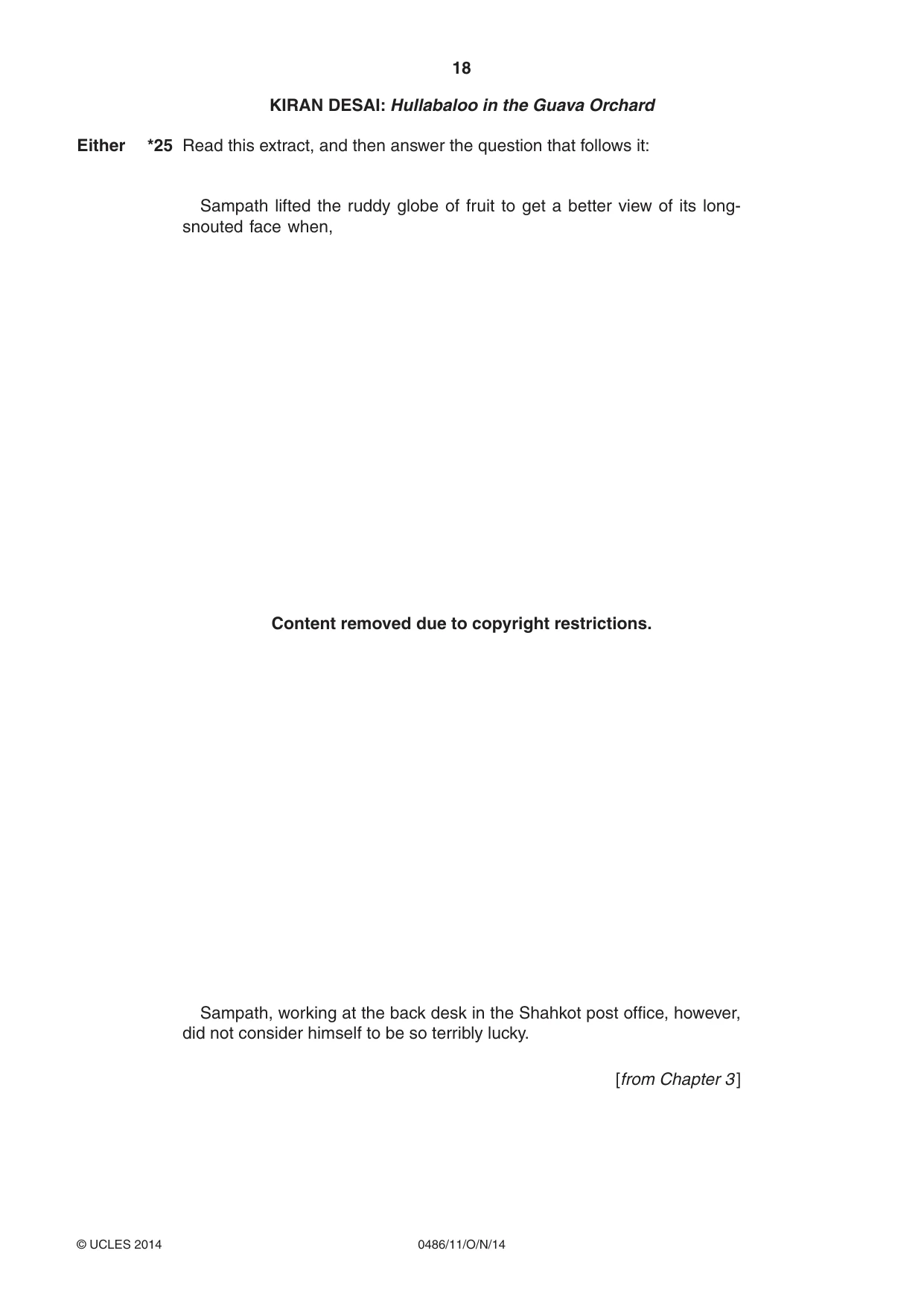 Cambridge IGCSE English - Literature 0486 2014 Oct/Nov Paper 1 · Variant 1 question paper, page 18 of 28