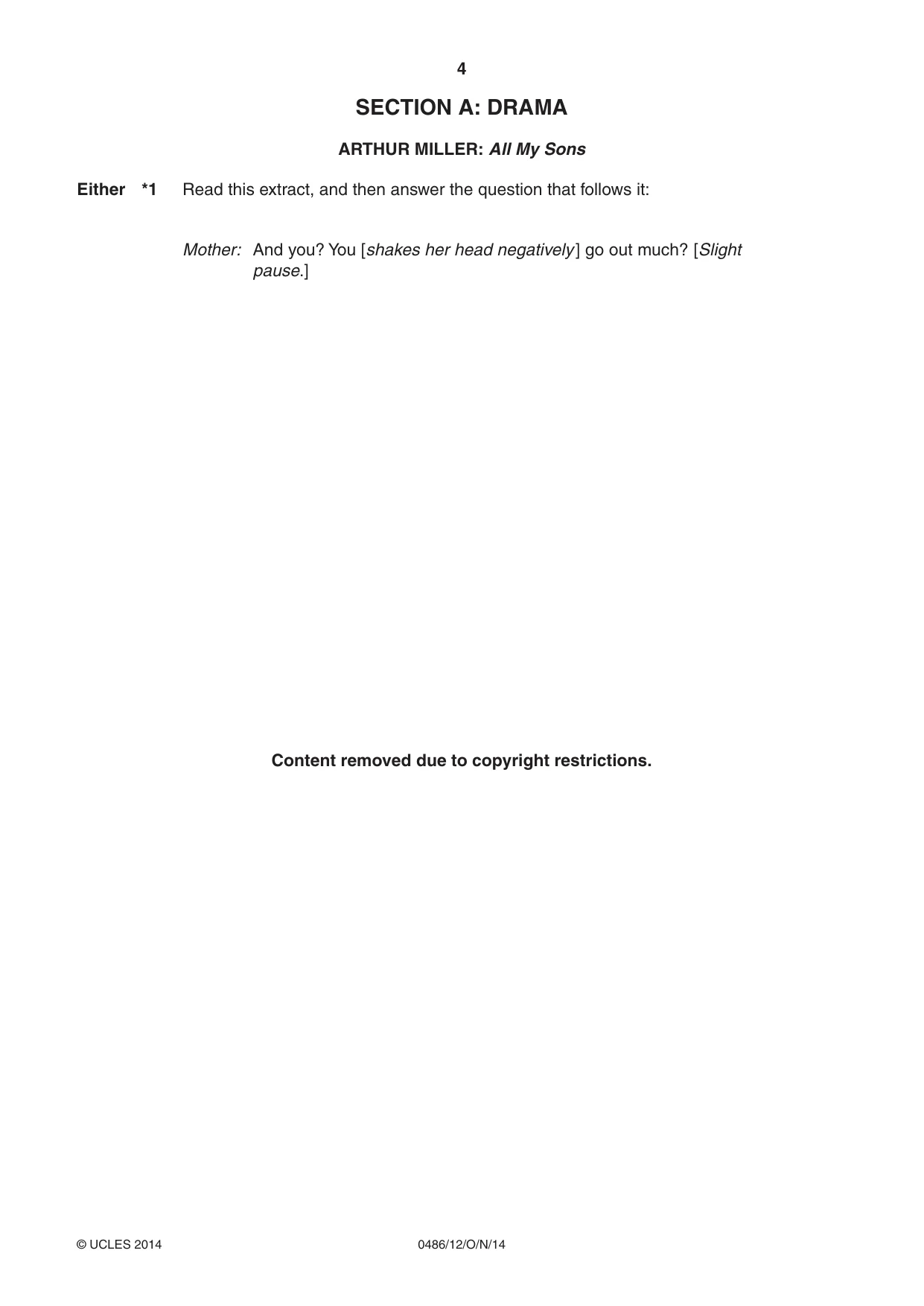 Cambridge IGCSE English - Literature 0486 2014 Oct/Nov Paper 1 · Variant 2 question paper, page 4 of 28
