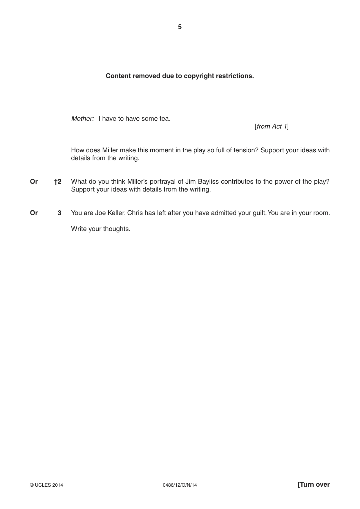 Cambridge IGCSE English - Literature 0486 2014 Oct/Nov Paper 1 · Variant 2 question paper, page 5 of 28