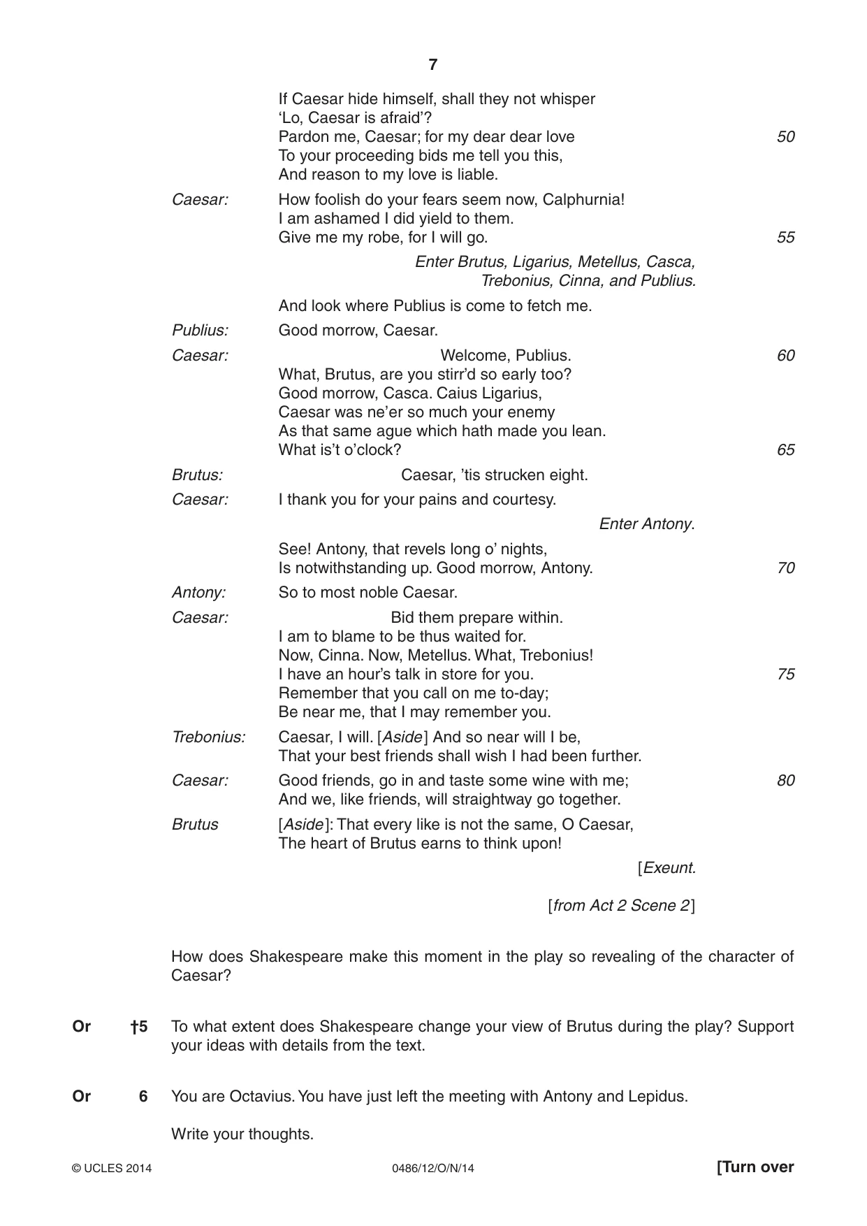 Cambridge IGCSE English - Literature 0486 2014 Oct/Nov Paper 1 · Variant 2 question paper, page 7 of 28