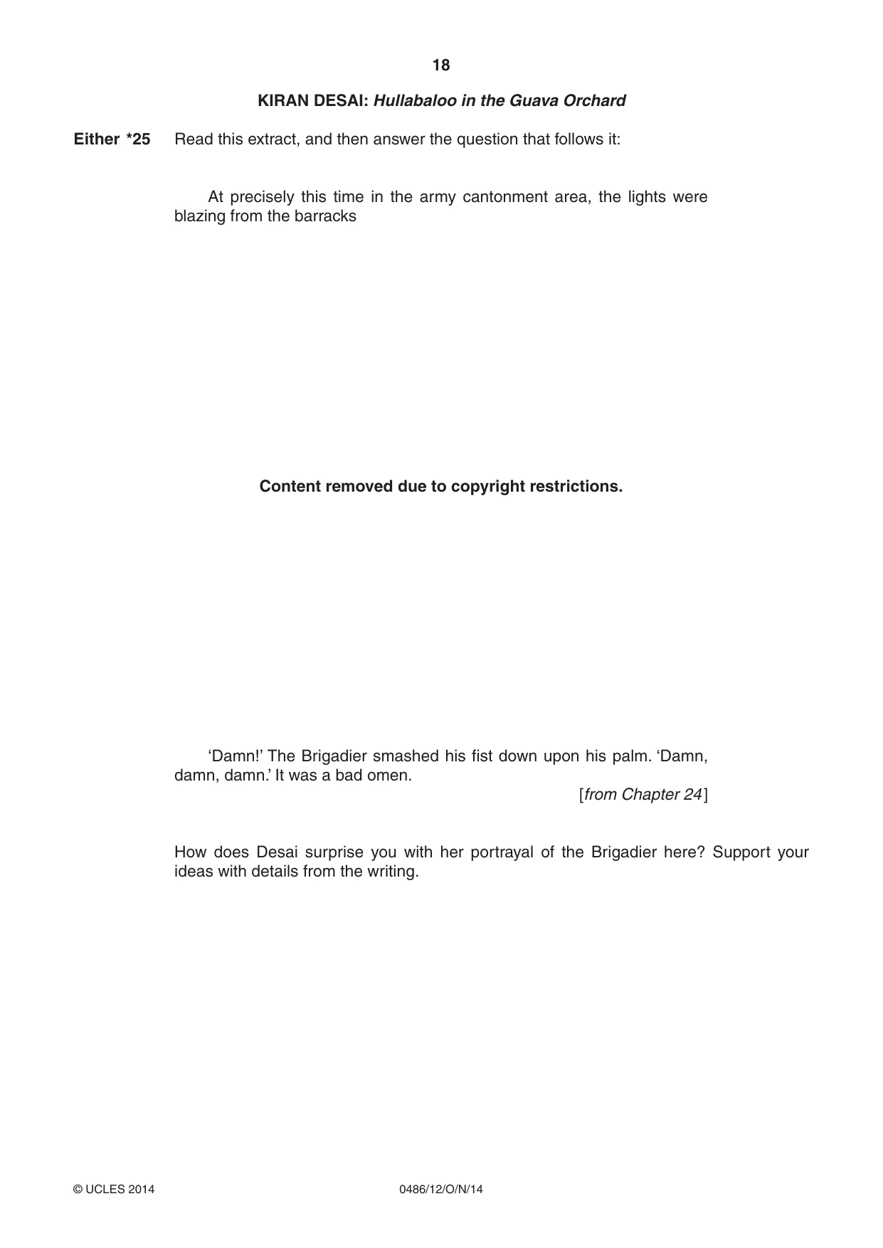 Cambridge IGCSE English - Literature 0486 2014 Oct/Nov Paper 1 · Variant 2 question paper, page 18 of 28