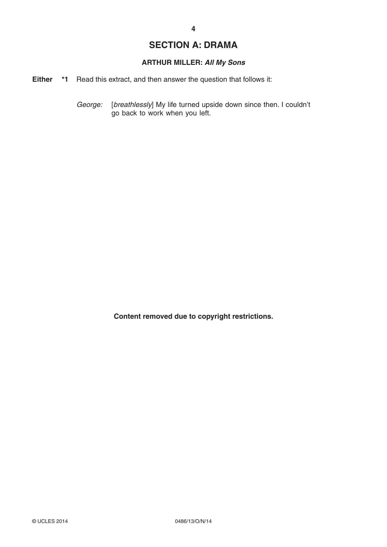 Cambridge IGCSE English - Literature 0486 2014 Oct/Nov Paper 1 · Variant 3 question paper, page 4 of 28