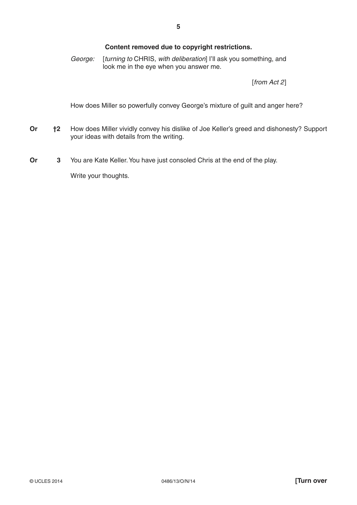 Cambridge IGCSE English - Literature 0486 2014 Oct/Nov Paper 1 · Variant 3 question paper, page 5 of 28