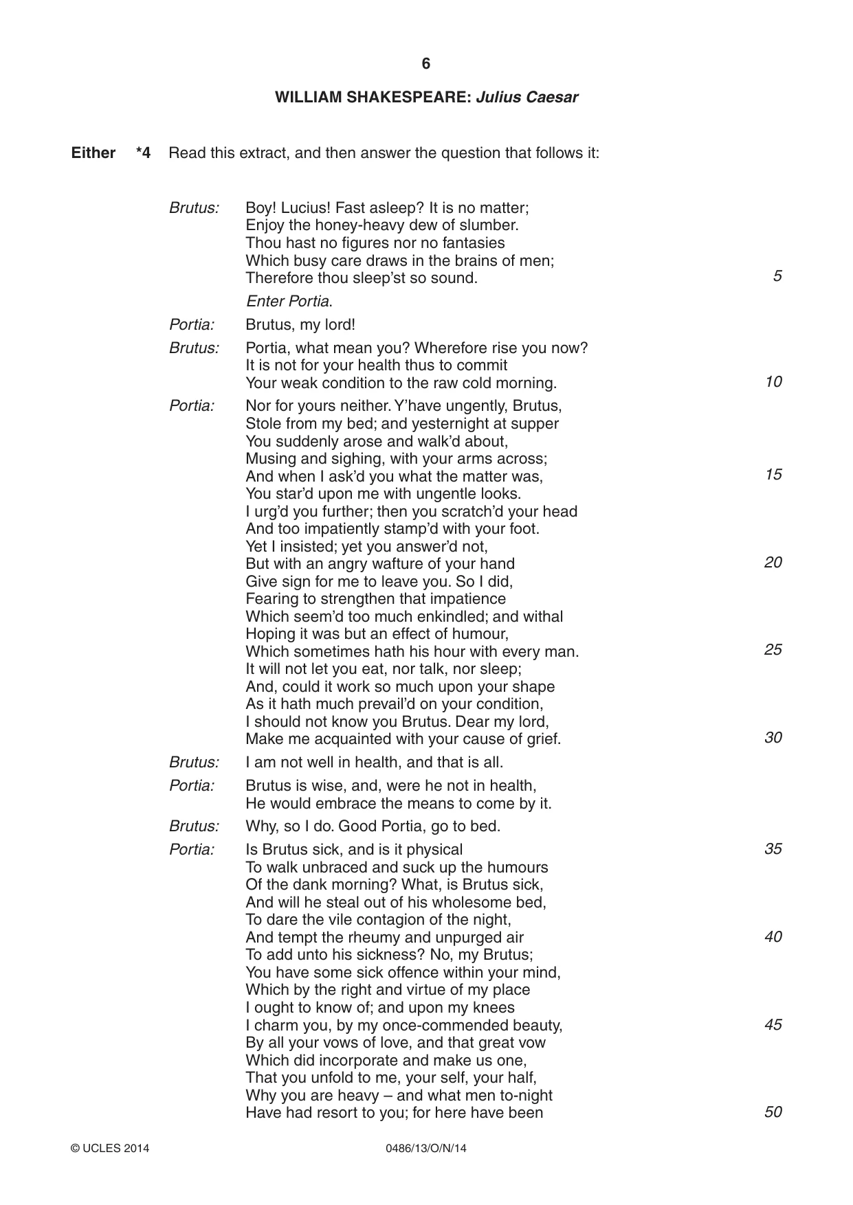 Cambridge IGCSE English - Literature 0486 2014 Oct/Nov Paper 1 · Variant 3 question paper, page 6 of 28
