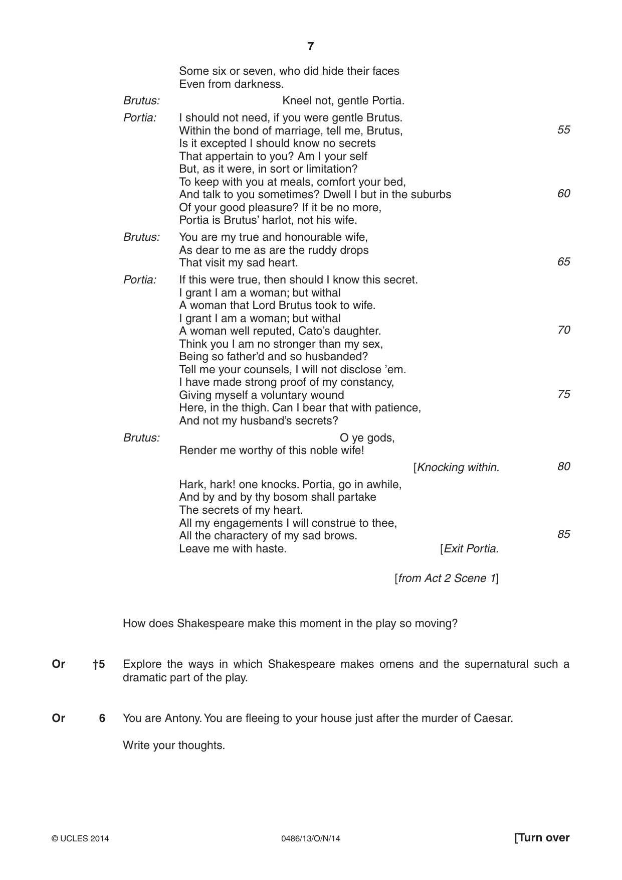 Cambridge IGCSE English - Literature 0486 2014 Oct/Nov Paper 1 · Variant 3 question paper, page 7 of 28