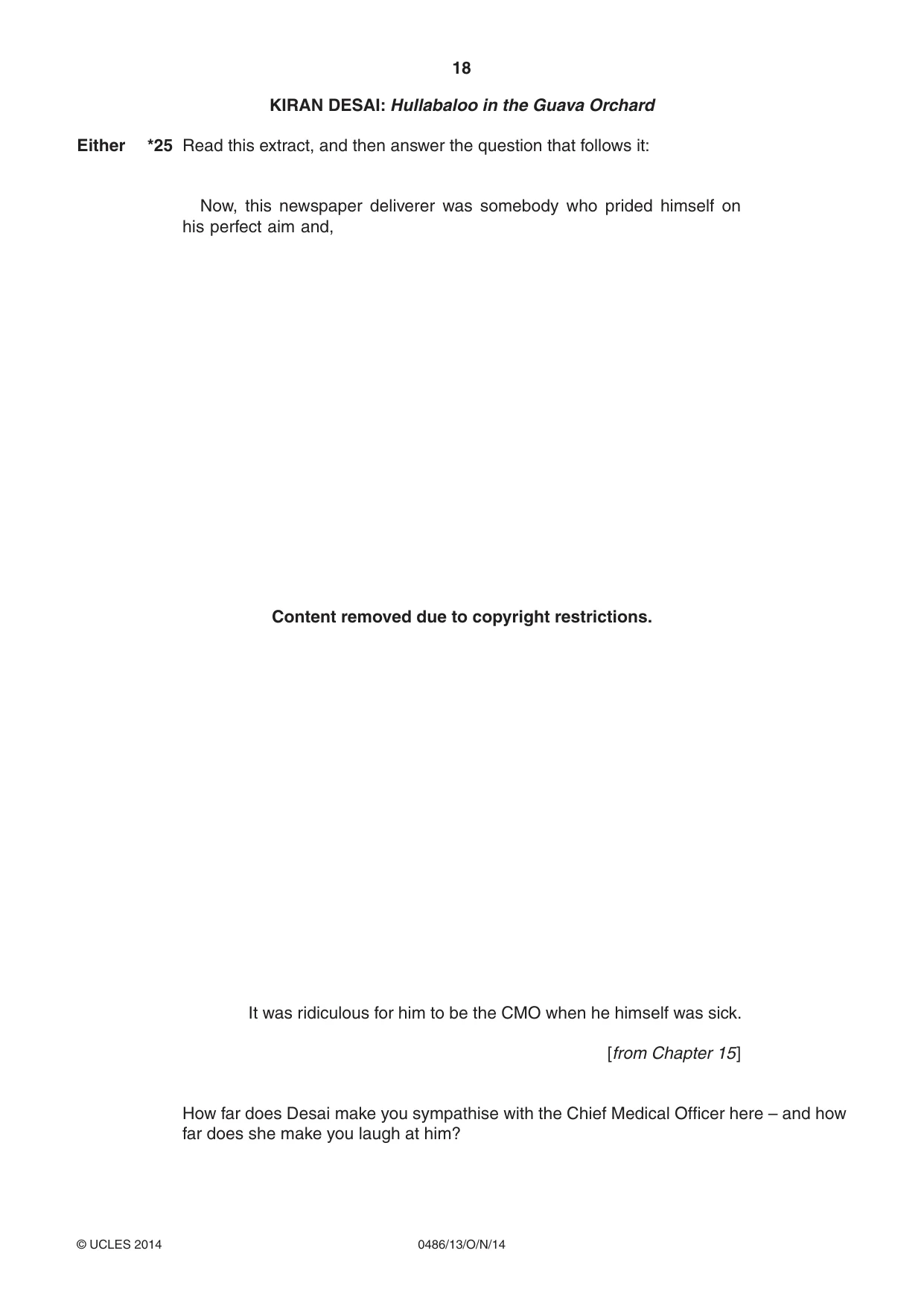 Cambridge IGCSE English - Literature 0486 2014 Oct/Nov Paper 1 · Variant 3 question paper, page 18 of 28