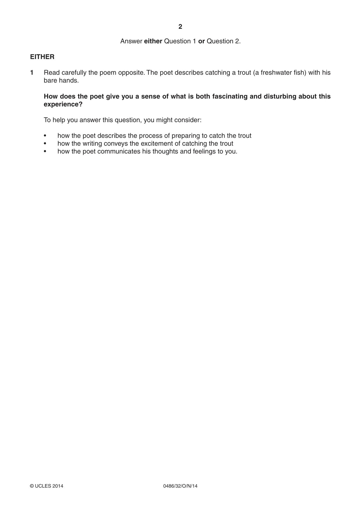 Cambridge IGCSE English - Literature 0486 2014 Oct/Nov Paper 3 · Variant 2 question paper, page 2 of 8