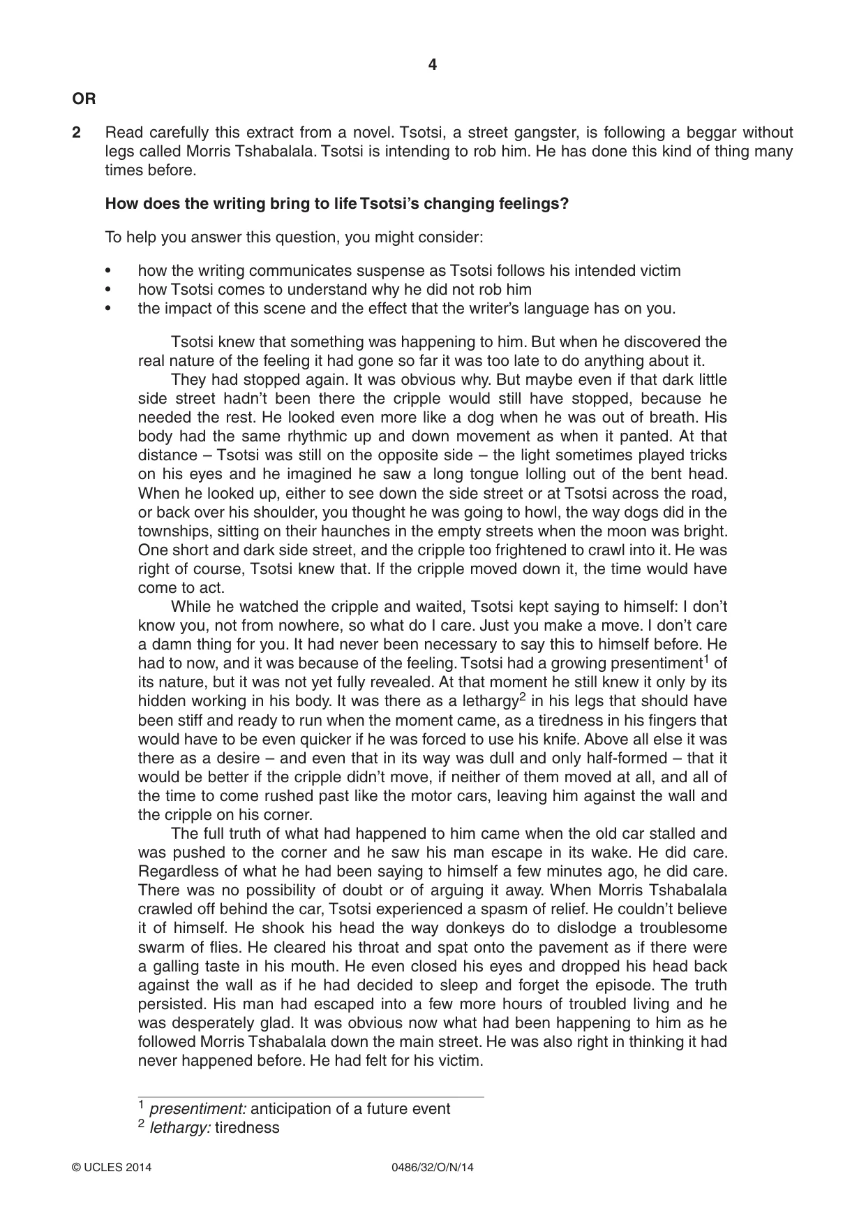 Cambridge IGCSE English - Literature 0486 2014 Oct/Nov Paper 3 · Variant 2 question paper, page 4 of 8