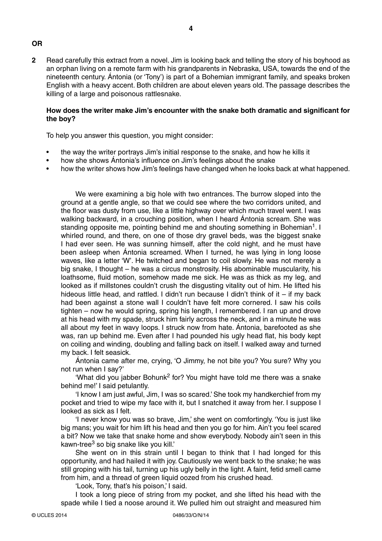 Cambridge IGCSE English - Literature 0486 2014 Oct/Nov Paper 3 · Variant 3 question paper, page 4 of 8