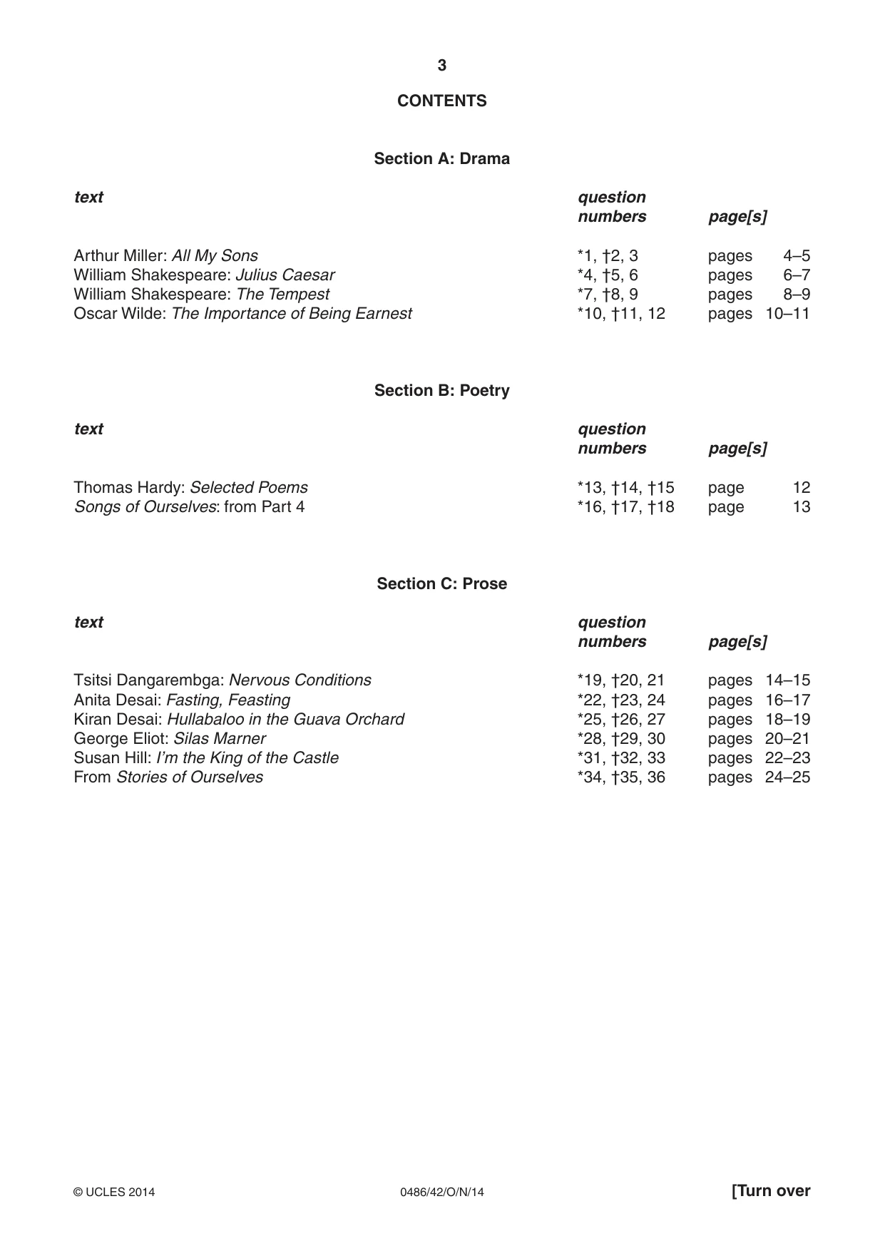 Cambridge IGCSE English - Literature 0486 2014 Oct/Nov Paper 4 · Variant 2 question paper, page 3 of 28