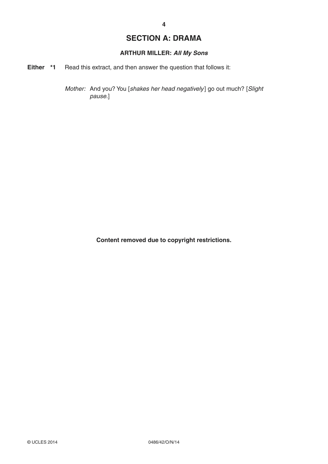 Cambridge IGCSE English - Literature 0486 2014 Oct/Nov Paper 4 · Variant 2 question paper, page 4 of 28