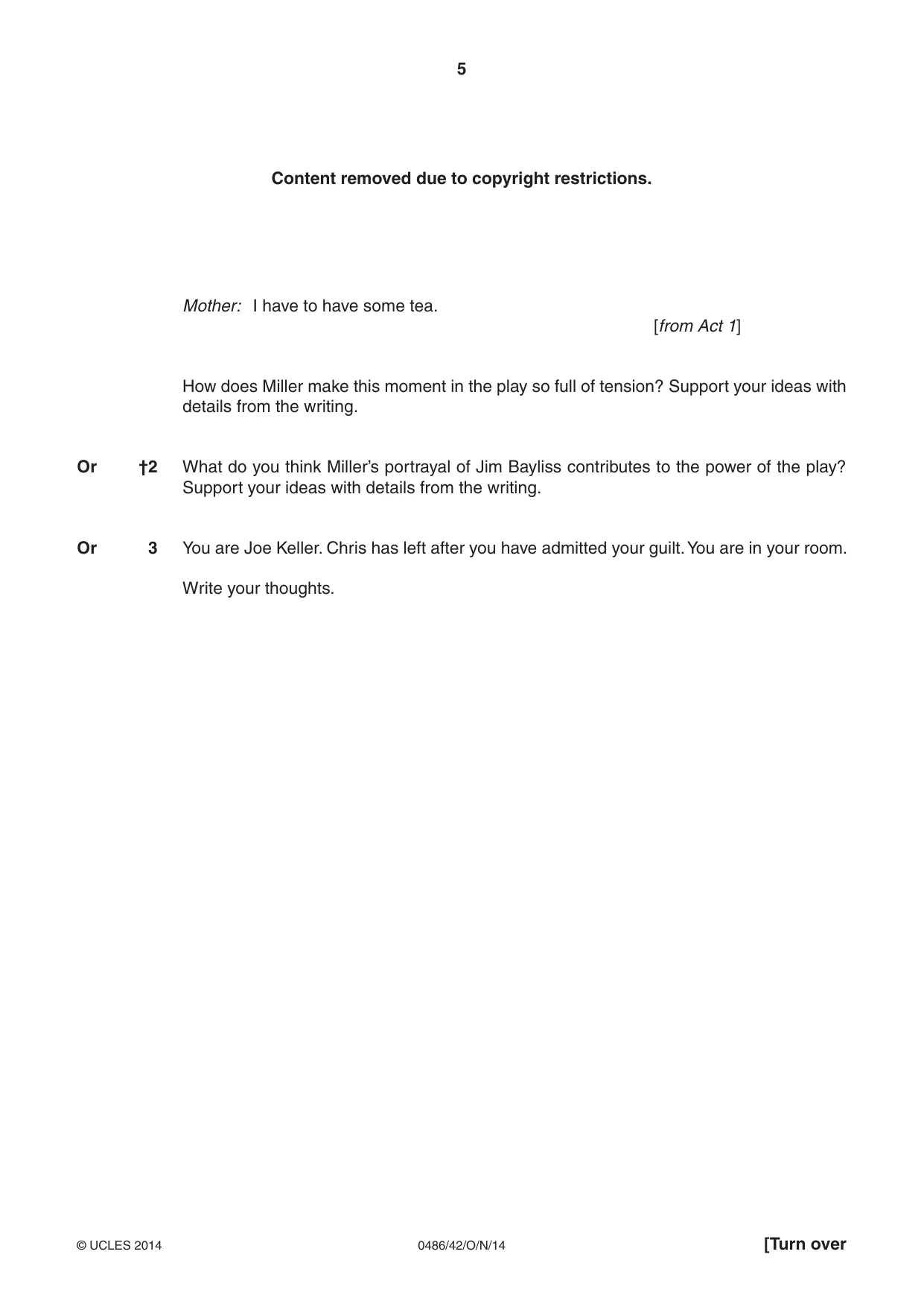 Cambridge IGCSE English - Literature 0486 2014 Oct/Nov Paper 4 · Variant 2 question paper, page 5 of 28