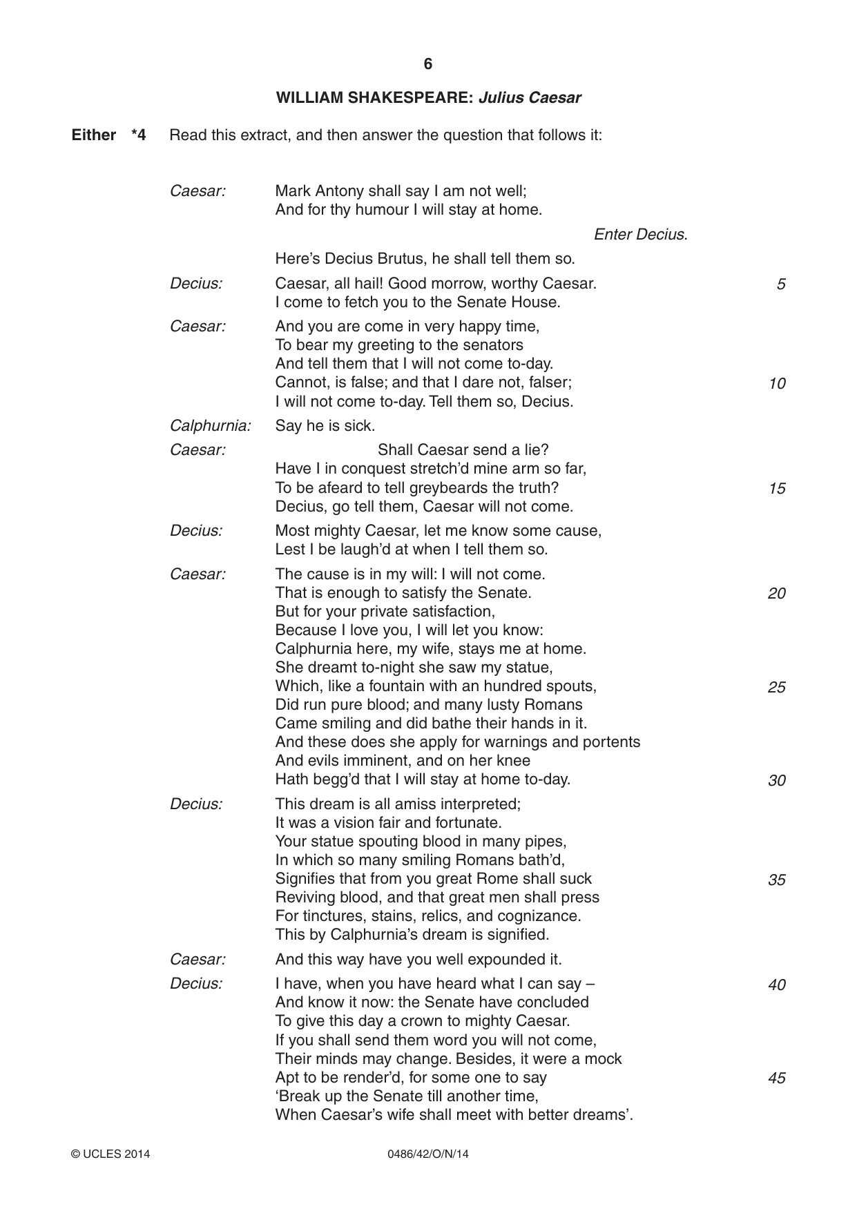 Cambridge IGCSE English - Literature 0486 2014 Oct/Nov Paper 4 · Variant 2 question paper, page 6 of 28