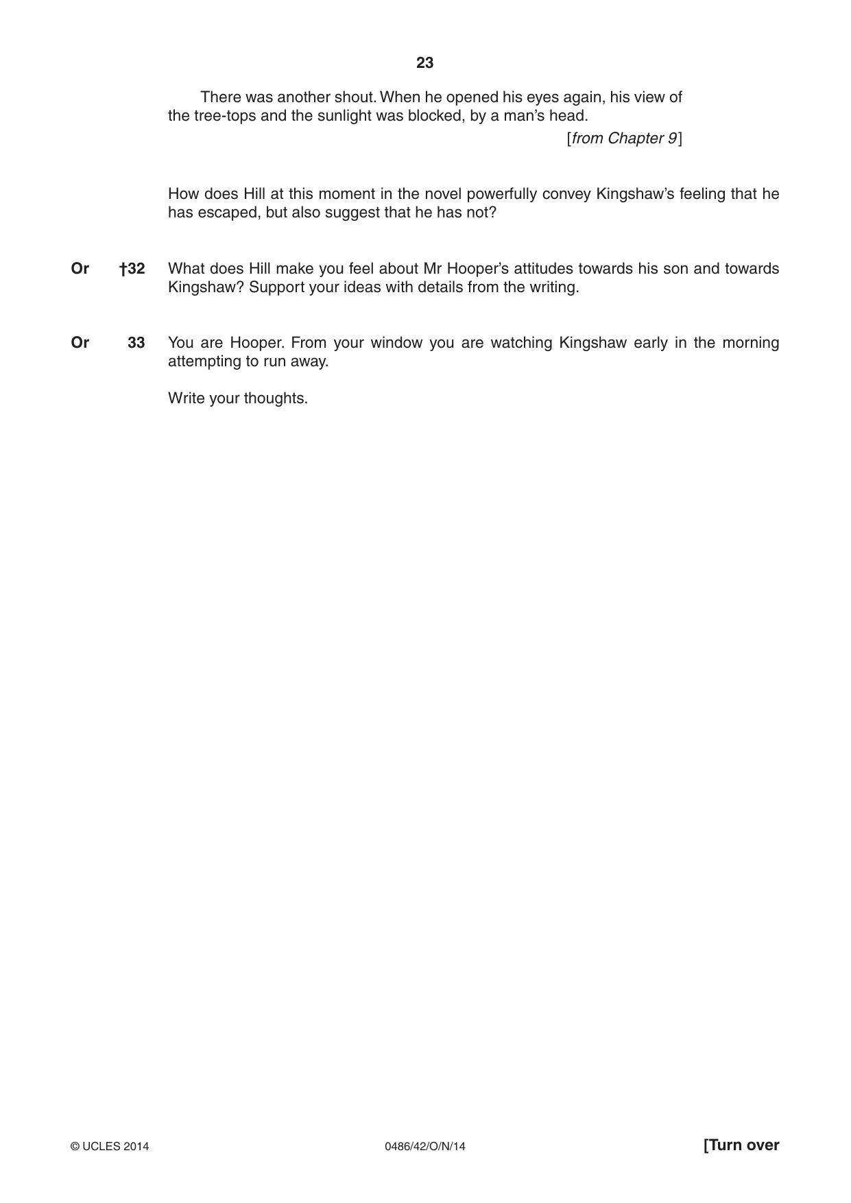 Cambridge IGCSE English - Literature 0486 2014 Oct/Nov Paper 4 · Variant 2 question paper, page 23 of 28