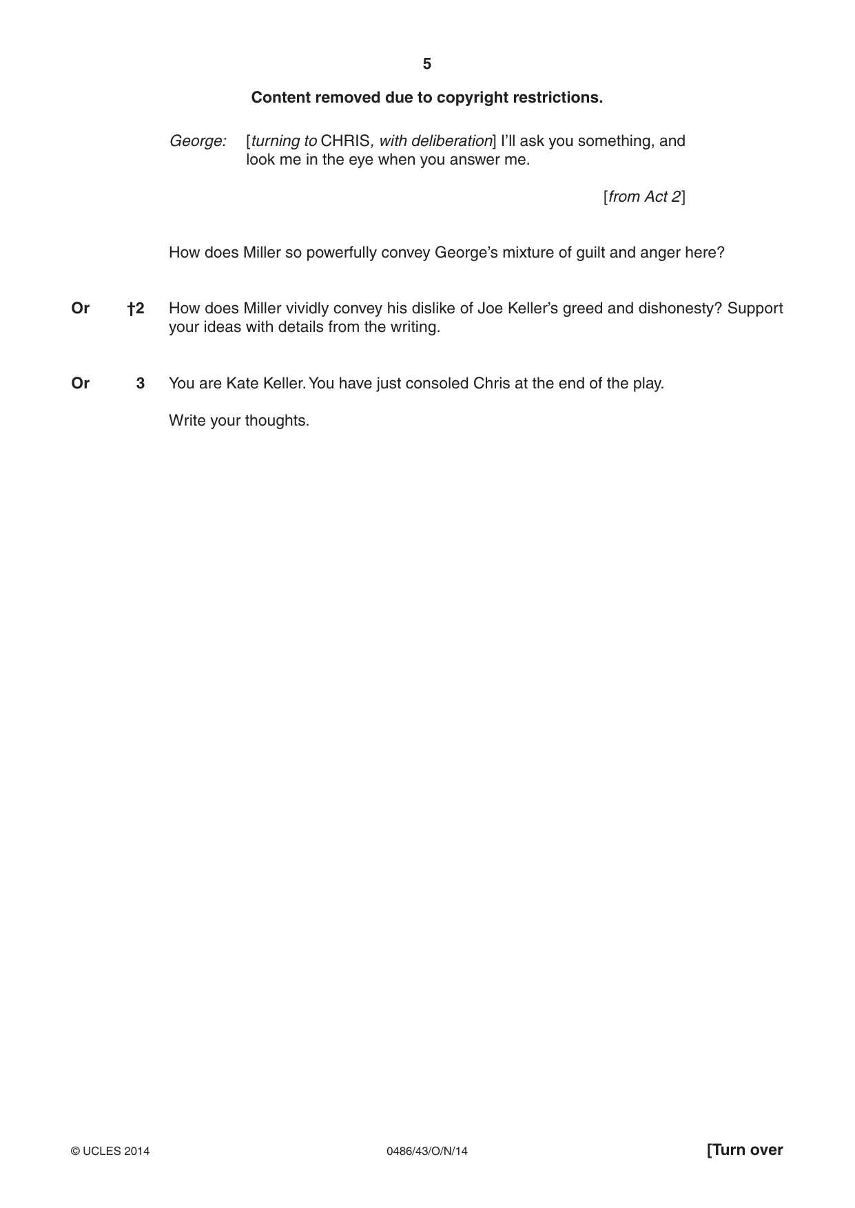 Cambridge IGCSE English - Literature 0486 2014 Oct/Nov Paper 4 · Variant 3 question paper, page 5 of 28