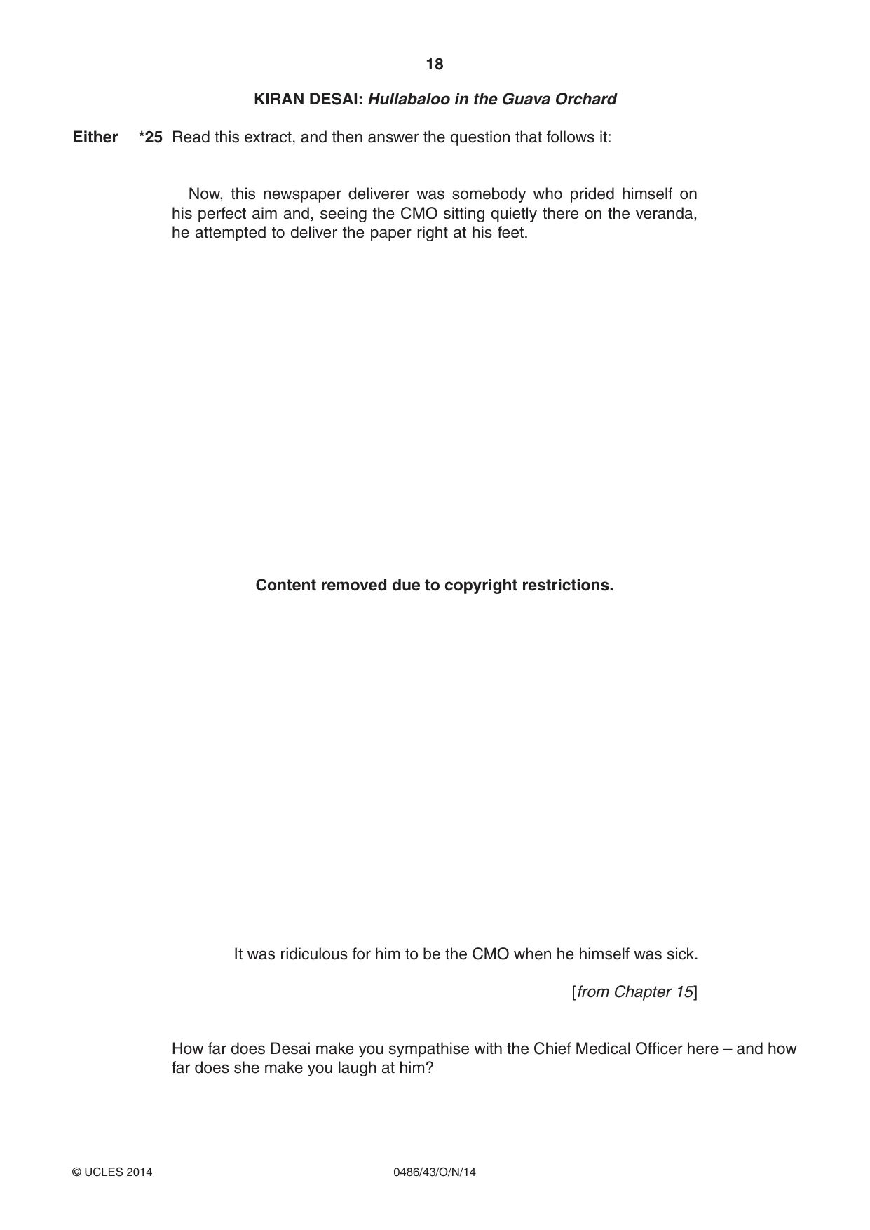 Cambridge IGCSE English - Literature 0486 2014 Oct/Nov Paper 4 · Variant 3 question paper, page 18 of 28