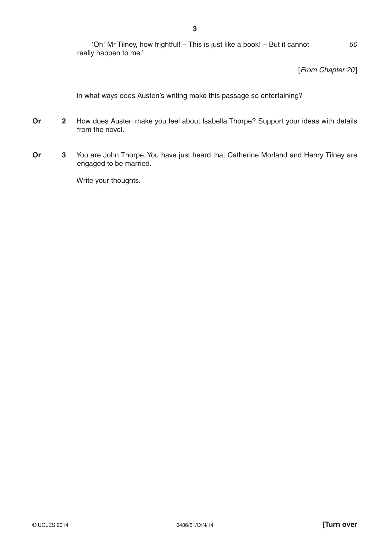 Cambridge IGCSE English - Literature 0486 2014 Oct/Nov Paper 5 · Variant 1 question paper, page 3 of 16