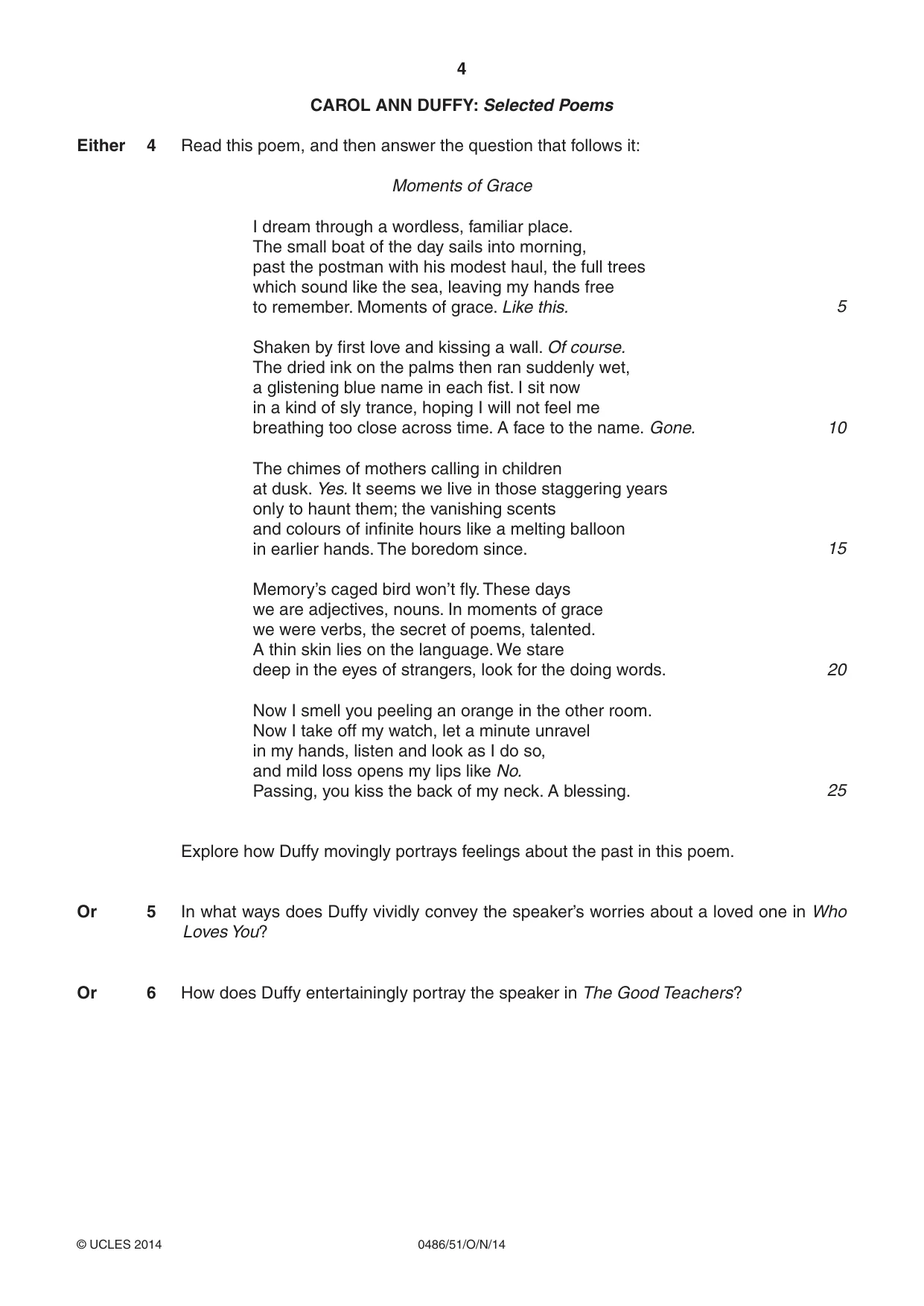 Cambridge IGCSE English - Literature 0486 2014 Oct/Nov Paper 5 · Variant 1 question paper, page 4 of 16