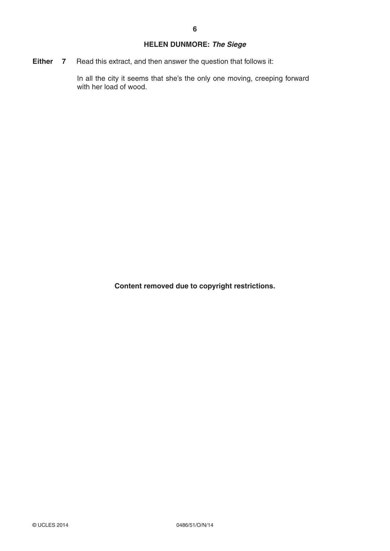 Cambridge IGCSE English - Literature 0486 2014 Oct/Nov Paper 5 · Variant 1 question paper, page 6 of 16