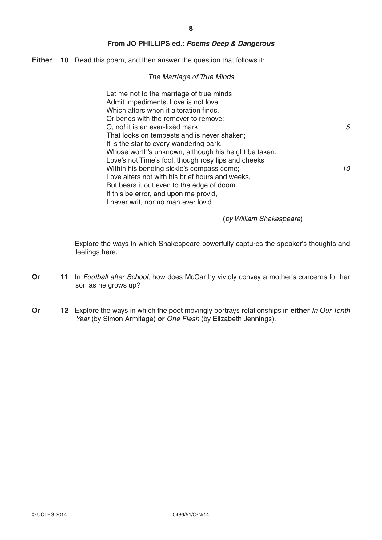 Cambridge IGCSE English - Literature 0486 2014 Oct/Nov Paper 5 · Variant 1 question paper, page 8 of 16