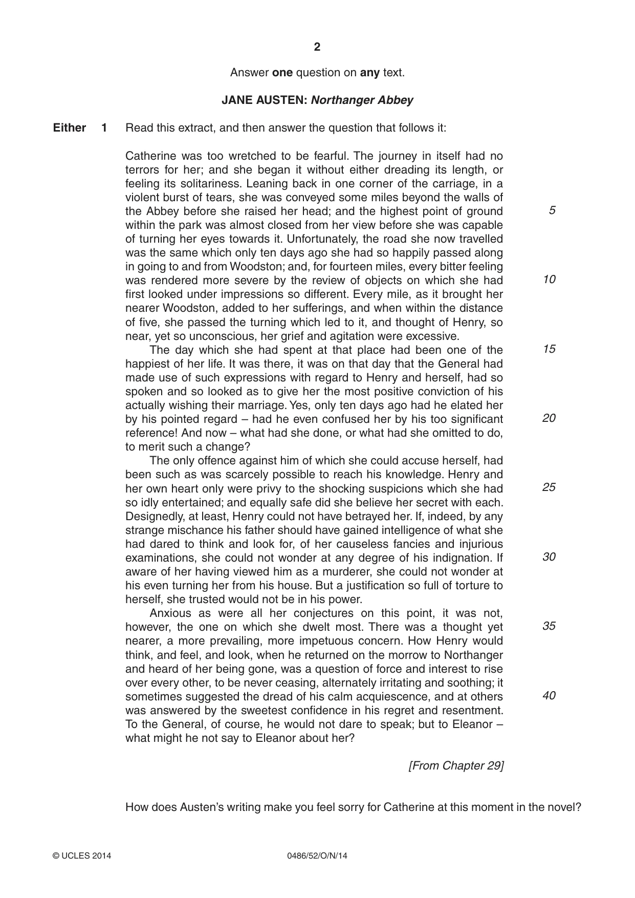 Cambridge IGCSE English - Literature 0486 2014 Oct/Nov Paper 5 · Variant 2 question paper, page 2 of 16