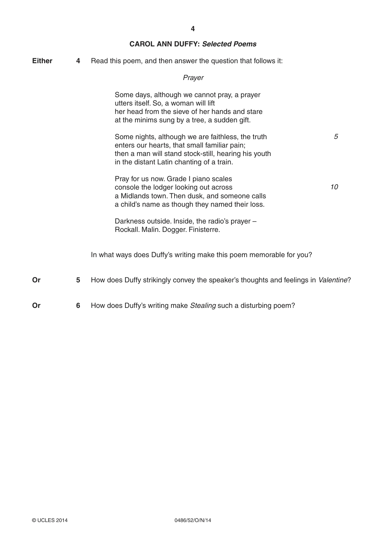 Cambridge IGCSE English - Literature 0486 2014 Oct/Nov Paper 5 · Variant 2 question paper, page 4 of 16