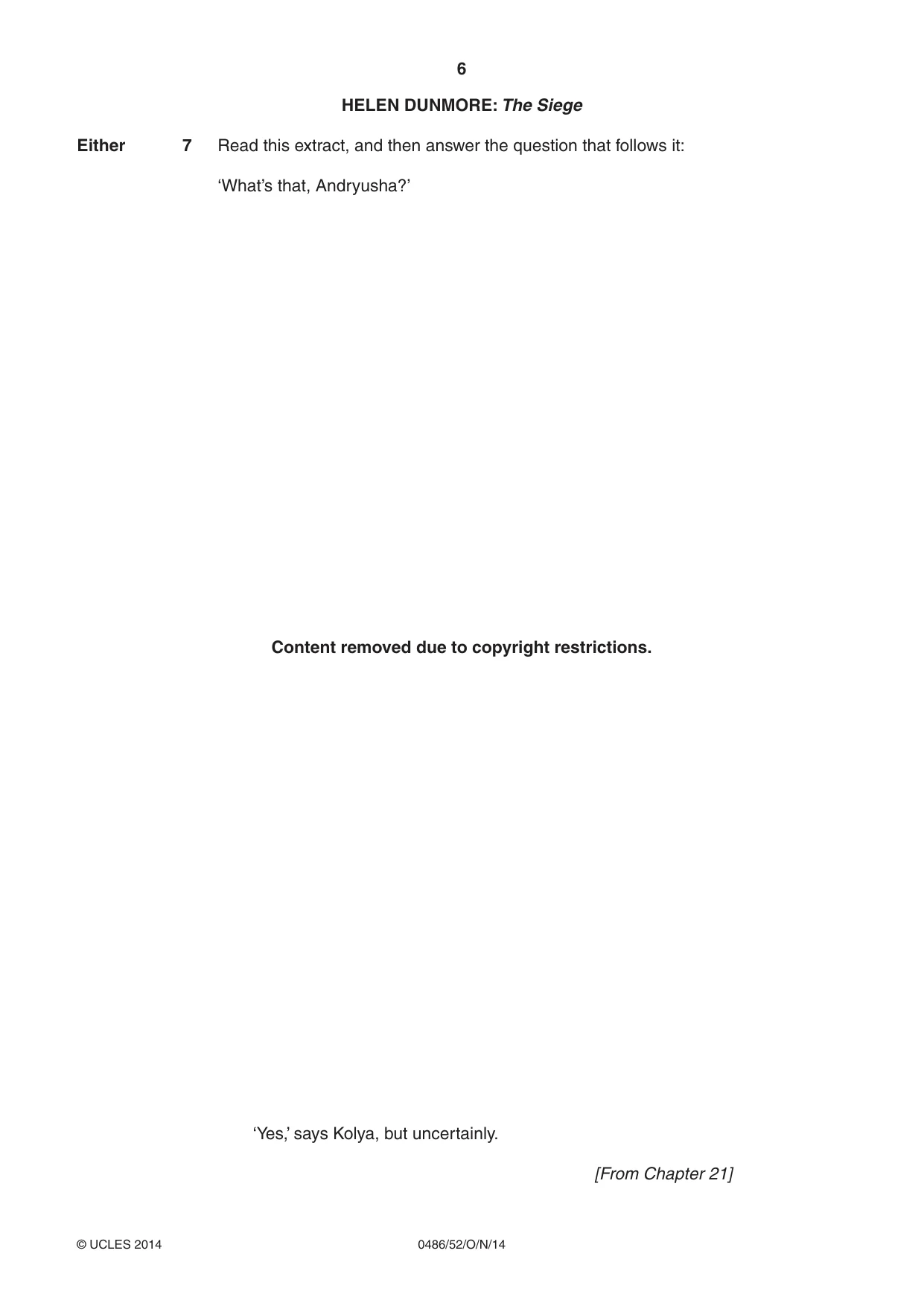Cambridge IGCSE English - Literature 0486 2014 Oct/Nov Paper 5 · Variant 2 question paper, page 6 of 16