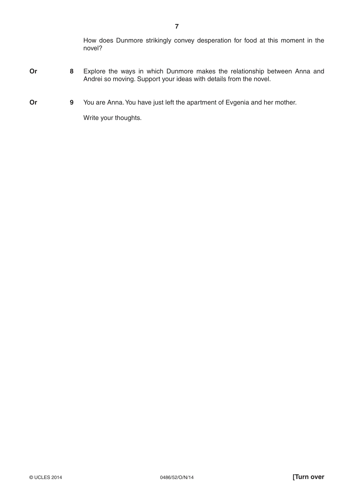 Cambridge IGCSE English - Literature 0486 2014 Oct/Nov Paper 5 · Variant 2 question paper, page 7 of 16