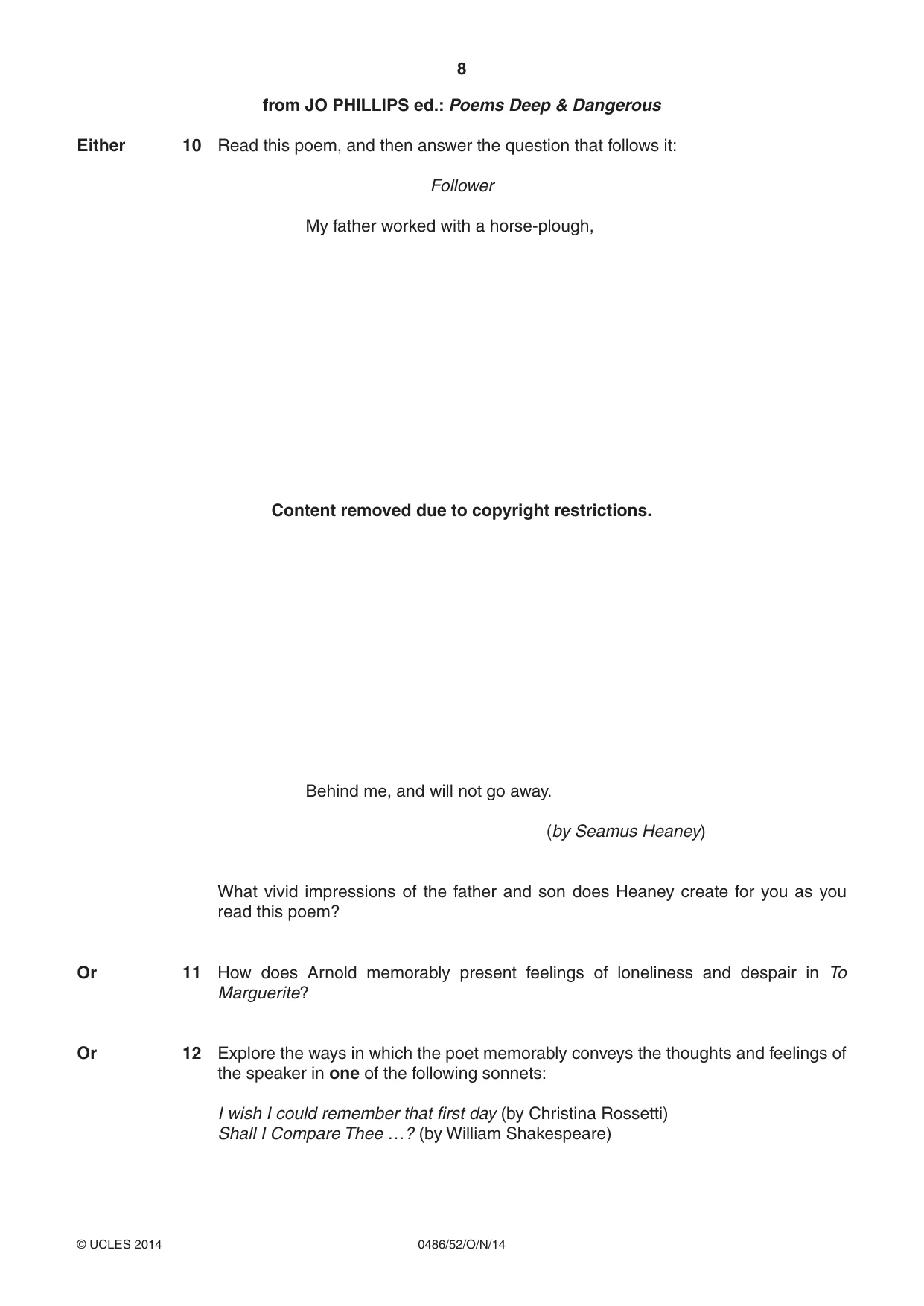 Cambridge IGCSE English - Literature 0486 2014 Oct/Nov Paper 5 · Variant 2 question paper, page 8 of 16