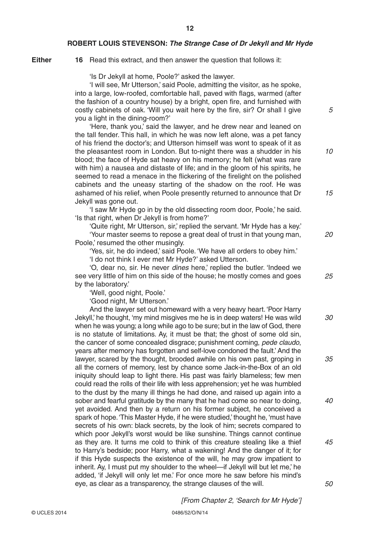Cambridge IGCSE English - Literature 0486 2014 Oct/Nov Paper 5 · Variant 2 question paper, page 12 of 16