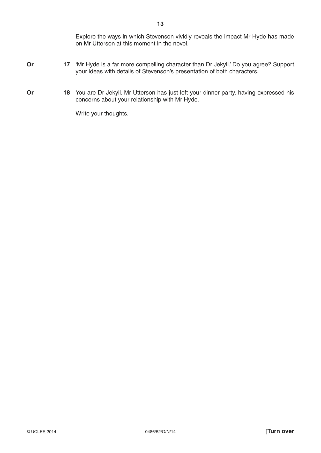 Cambridge IGCSE English - Literature 0486 2014 Oct/Nov Paper 5 · Variant 2 question paper, page 13 of 16