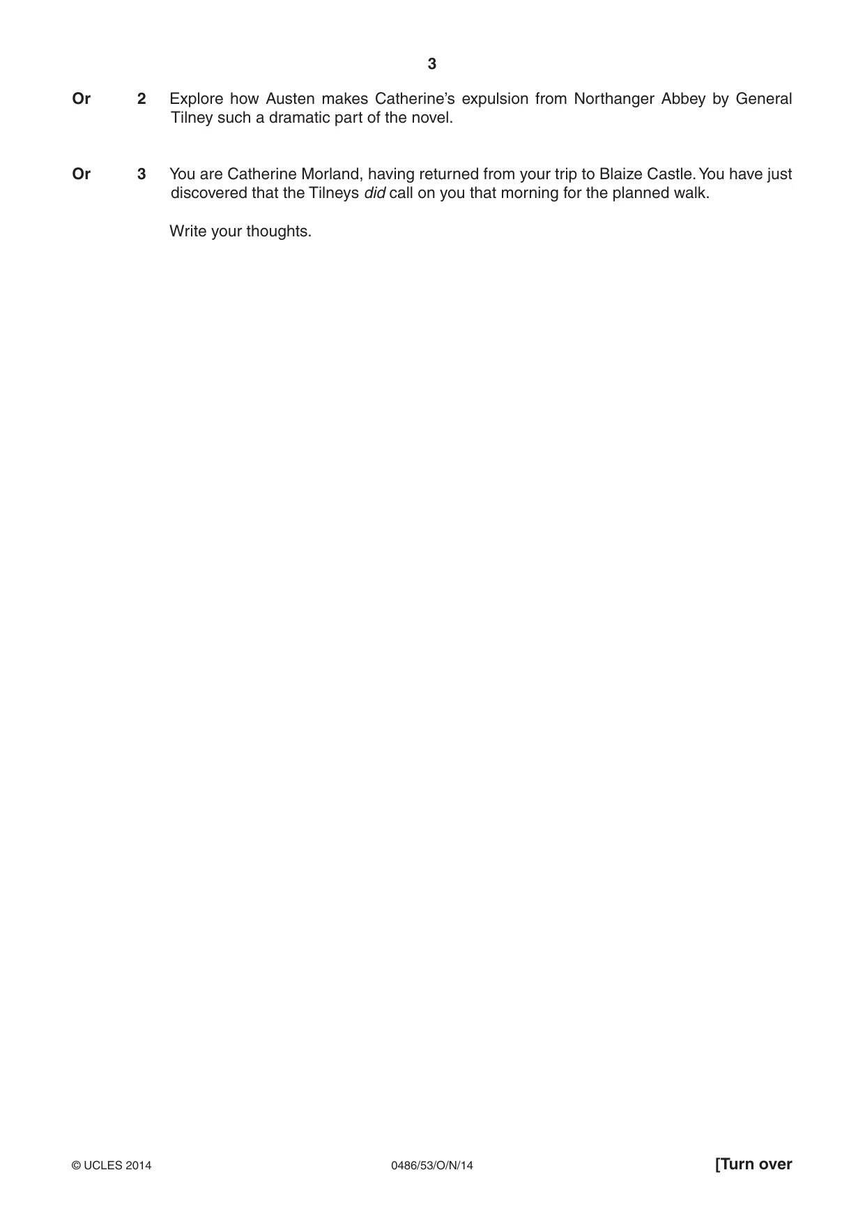 Cambridge IGCSE English - Literature 0486 2014 Oct/Nov Paper 5 · Variant 3 question paper, page 3 of 16