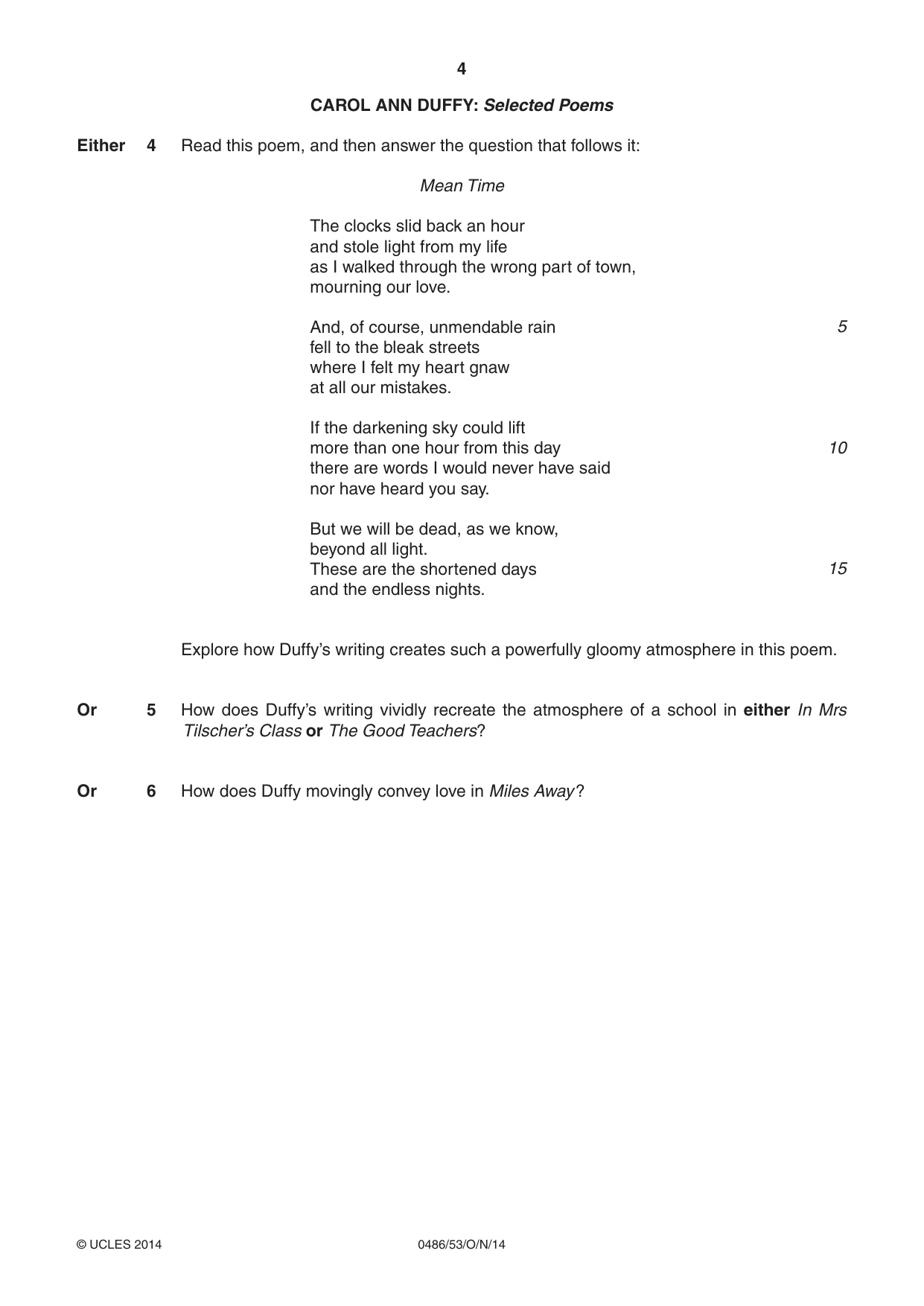 Cambridge IGCSE English - Literature 0486 2014 Oct/Nov Paper 5 · Variant 3 question paper, page 4 of 16