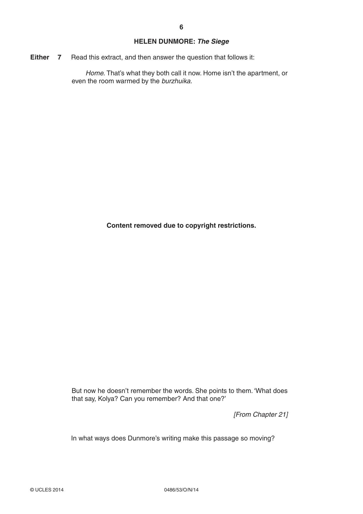 Cambridge IGCSE English - Literature 0486 2014 Oct/Nov Paper 5 · Variant 3 question paper, page 6 of 16