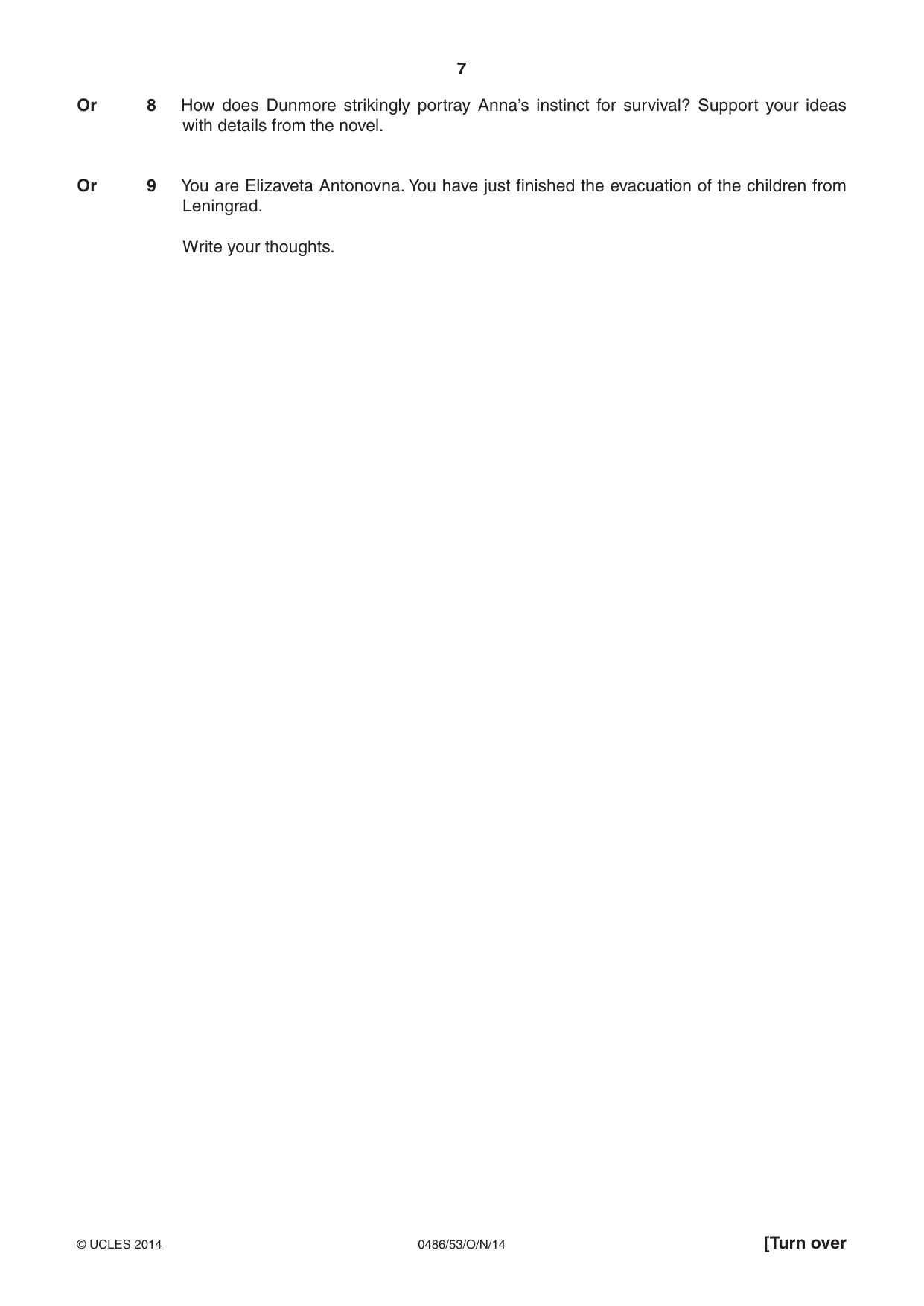 Cambridge IGCSE English - Literature 0486 2014 Oct/Nov Paper 5 · Variant 3 question paper, page 7 of 16