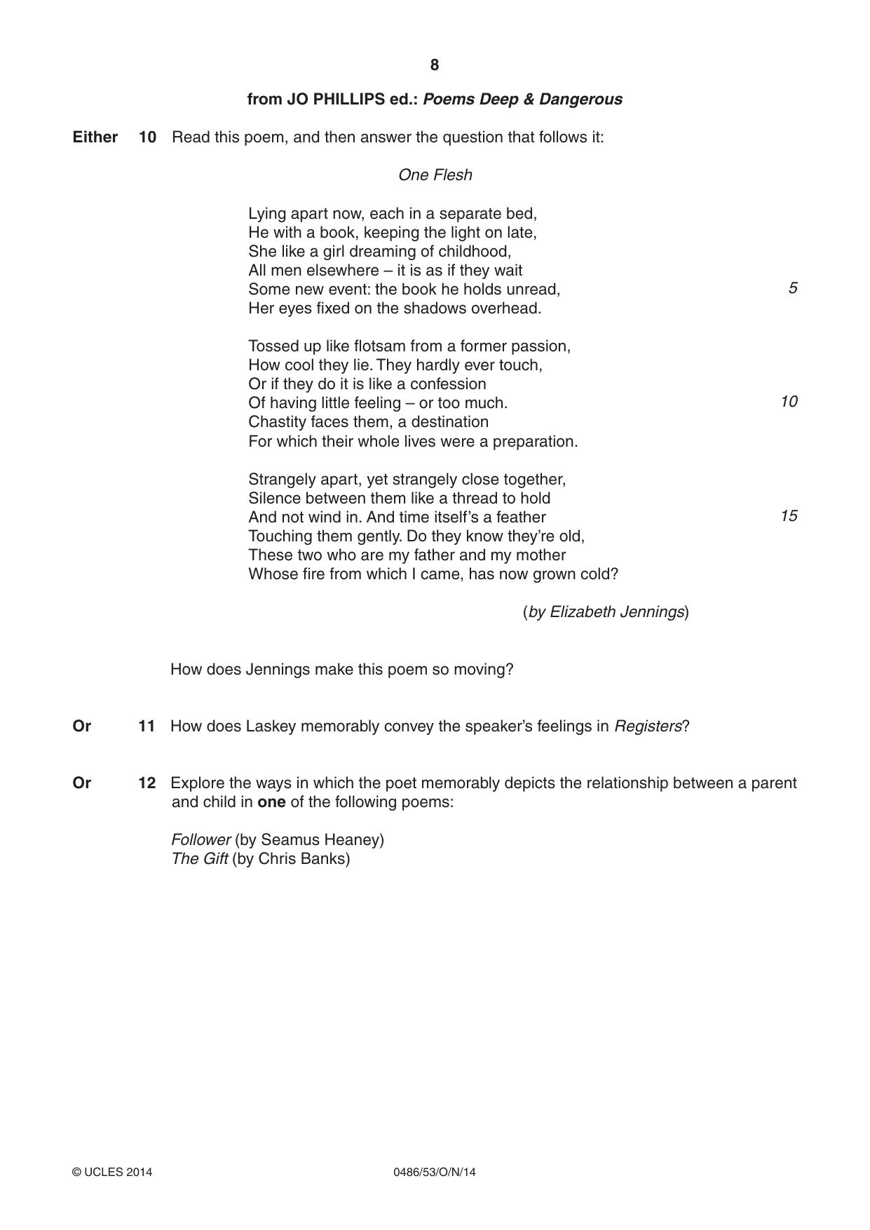 Cambridge IGCSE English - Literature 0486 2014 Oct/Nov Paper 5 · Variant 3 question paper, page 8 of 16