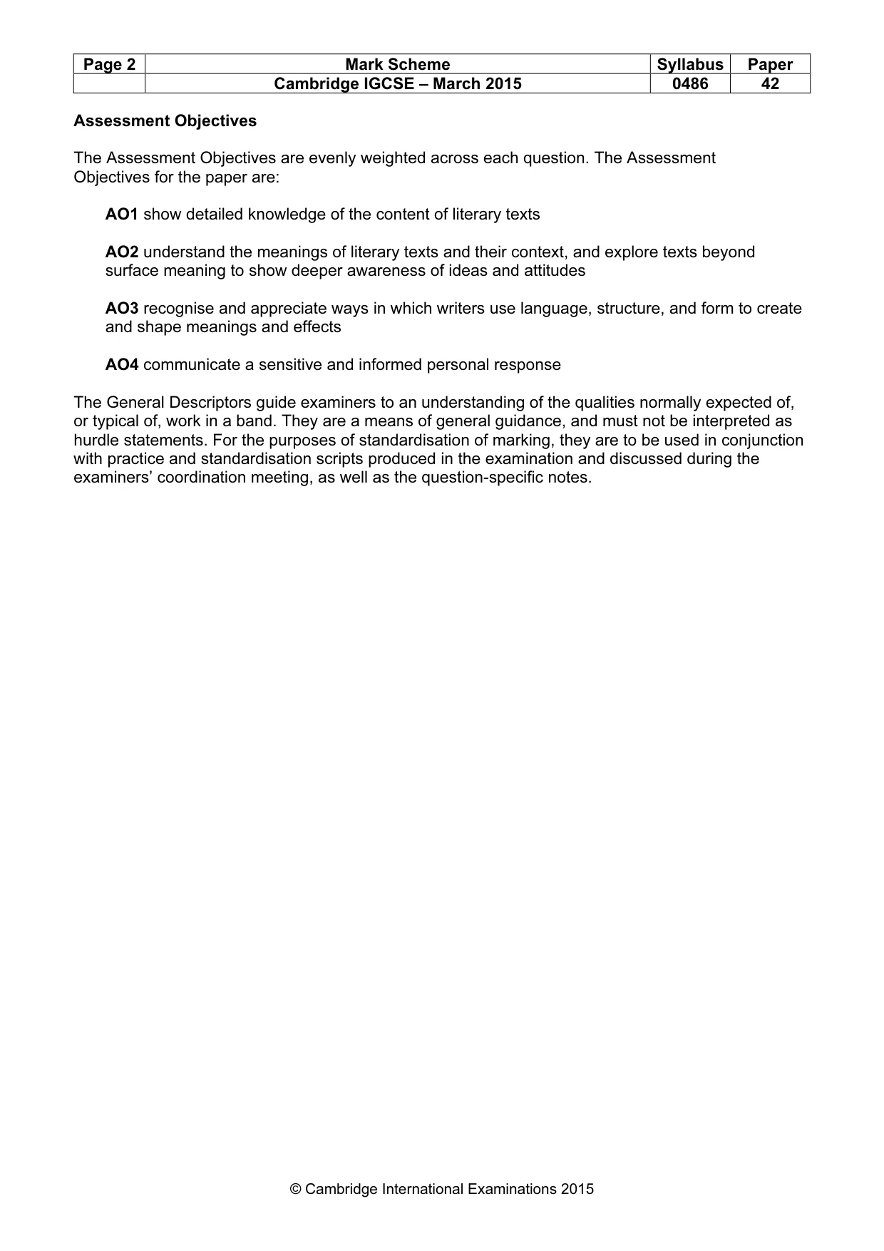 Mark scheme, page 2 of 3