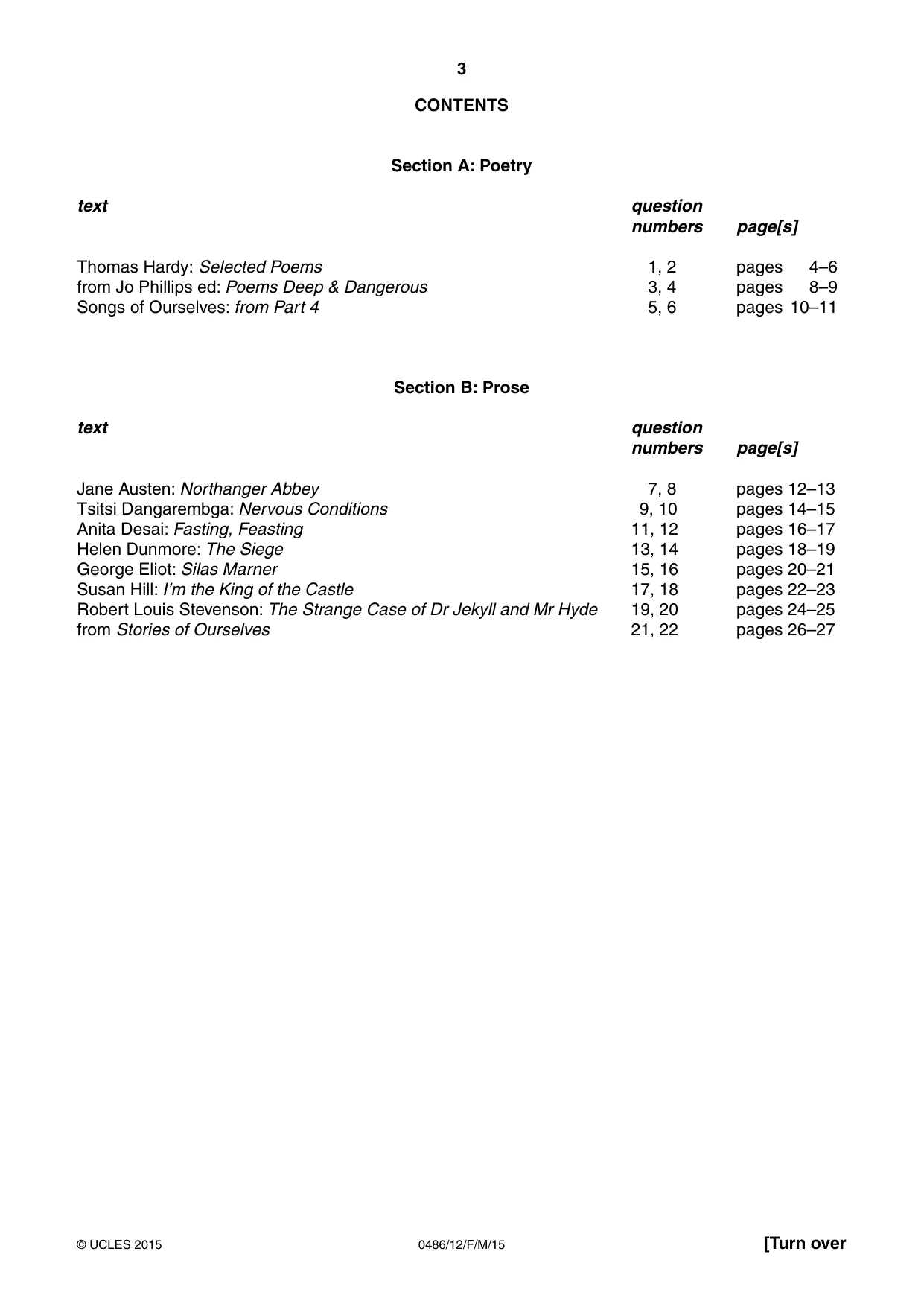 Cambridge IGCSE English - Literature 0486 2015 Feb/March Paper 1 · Variant 2 question paper, page 3 of 28