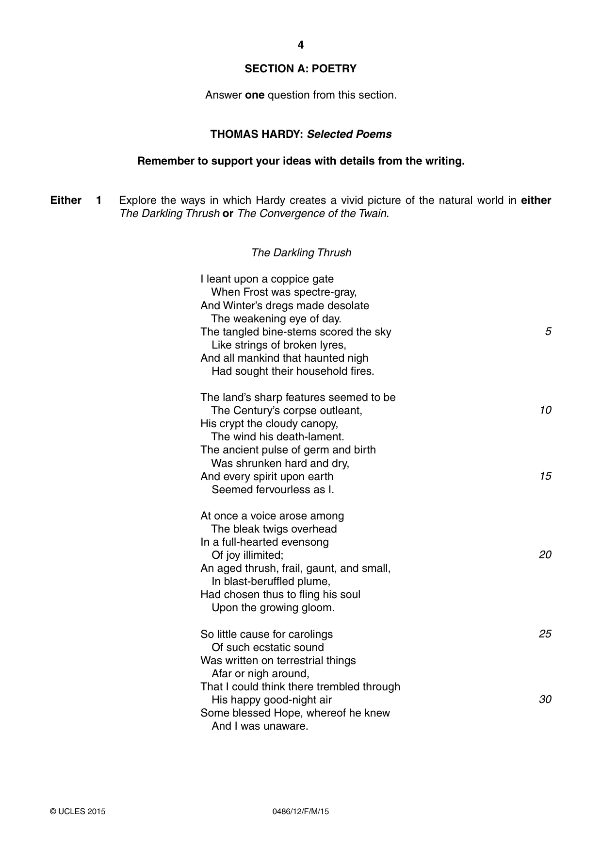 Cambridge IGCSE English - Literature 0486 2015 Feb/March Paper 1 · Variant 2 question paper, page 4 of 28