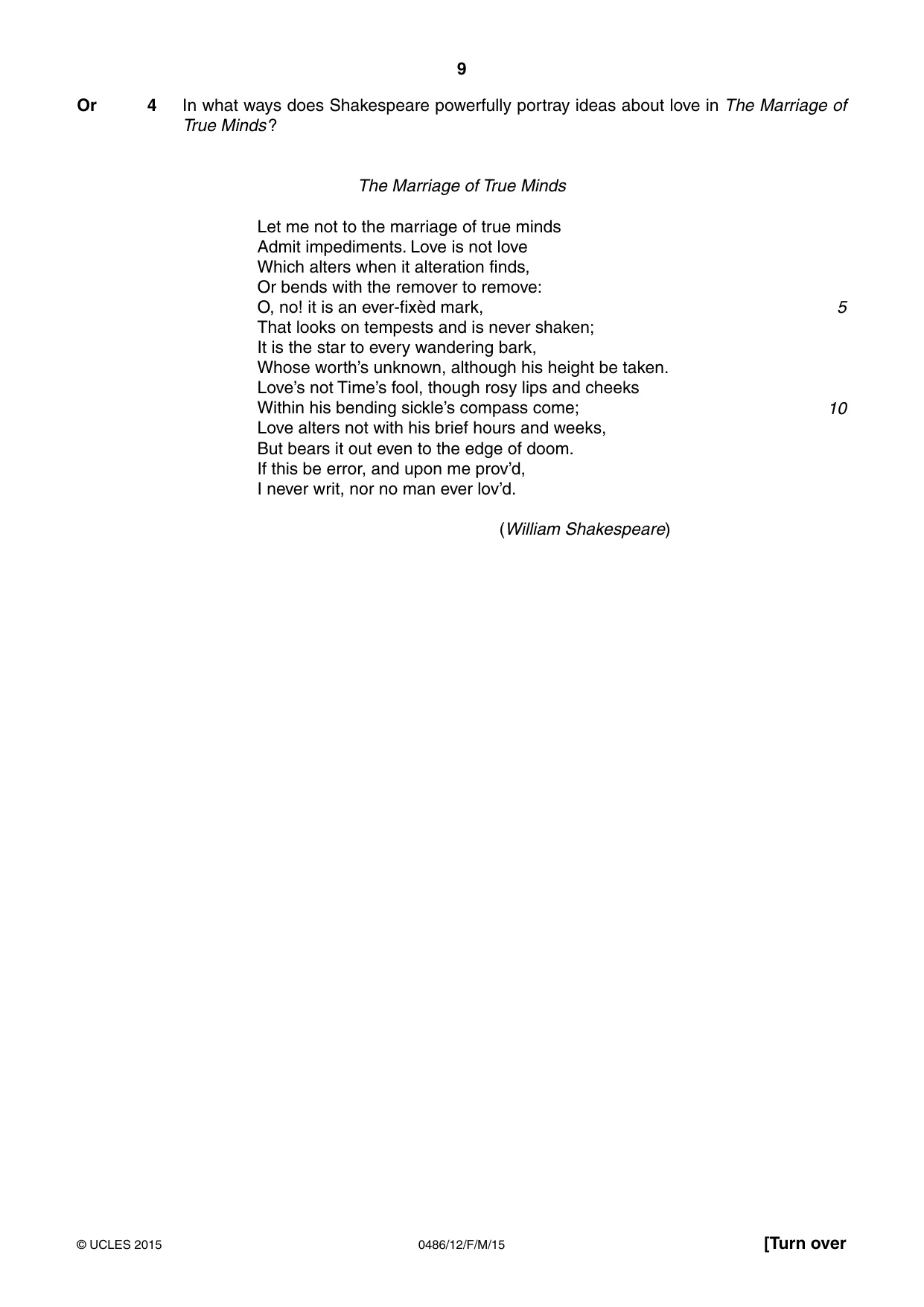 Cambridge IGCSE English - Literature 0486 2015 Feb/March Paper 1 · Variant 2 question paper, page 9 of 28