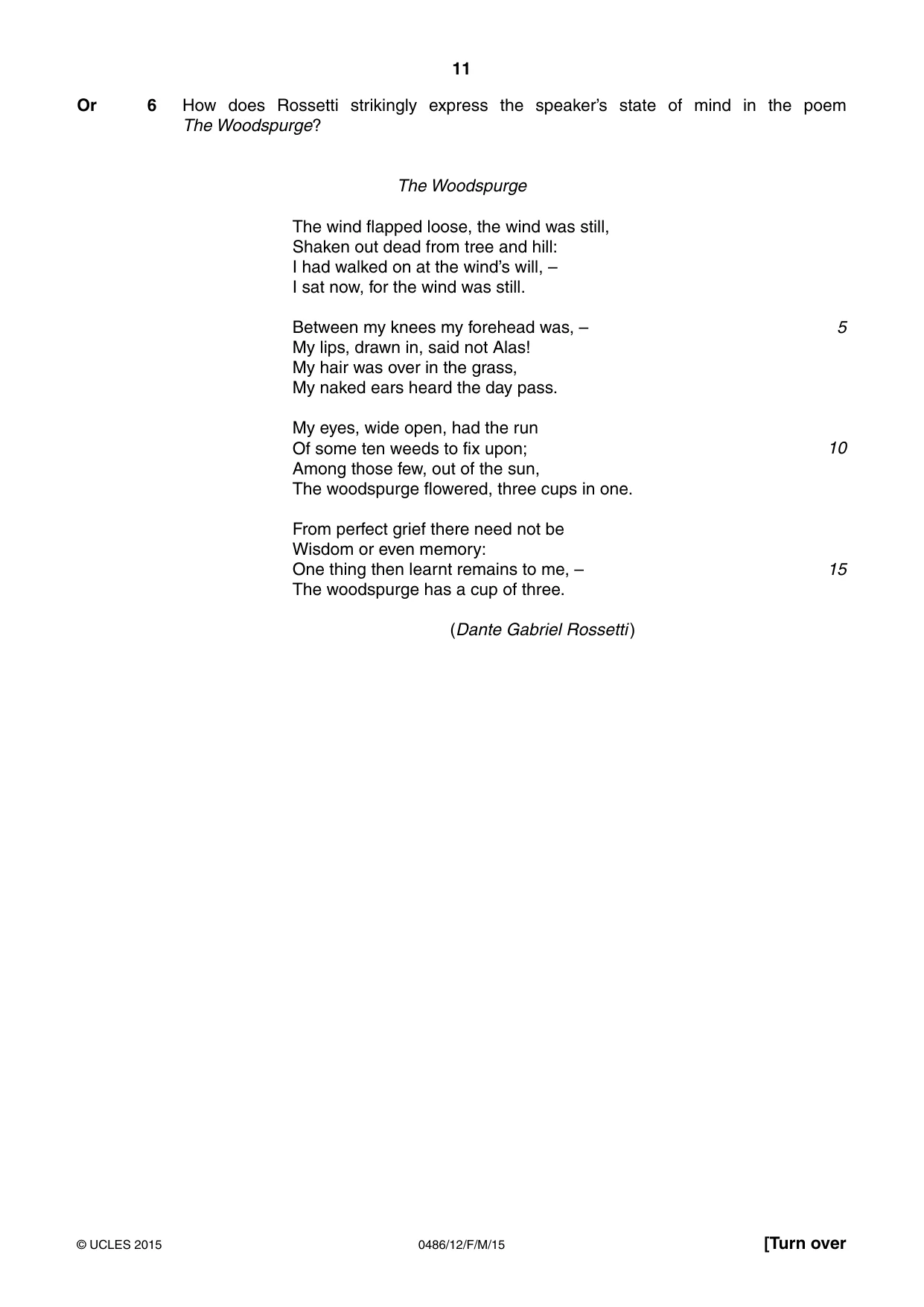 Cambridge IGCSE English - Literature 0486 2015 Feb/March Paper 1 · Variant 2 question paper, page 11 of 28